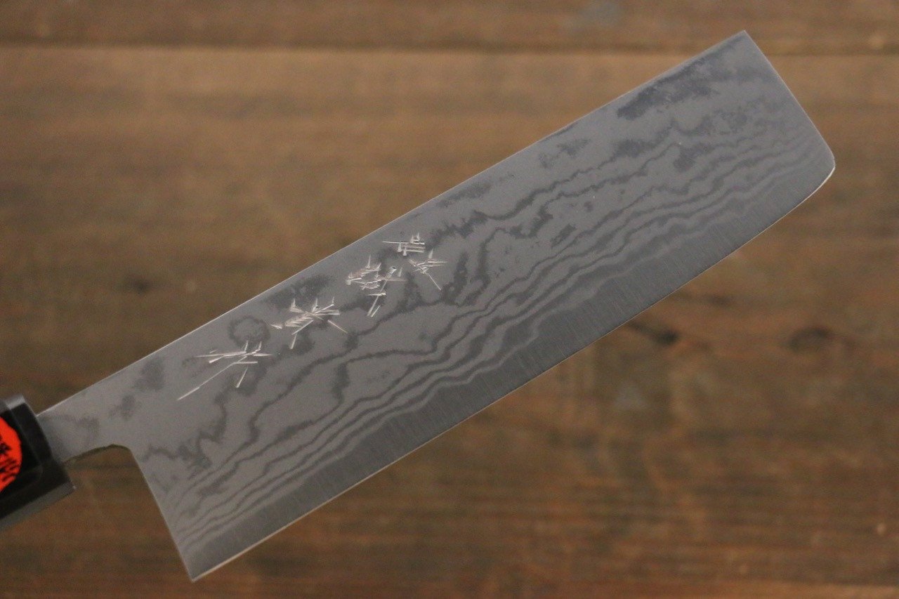 田中 誠貴 青鋼二號 大馬士革紋 菜切 165mm 核桃木 握把 - 清助刃物