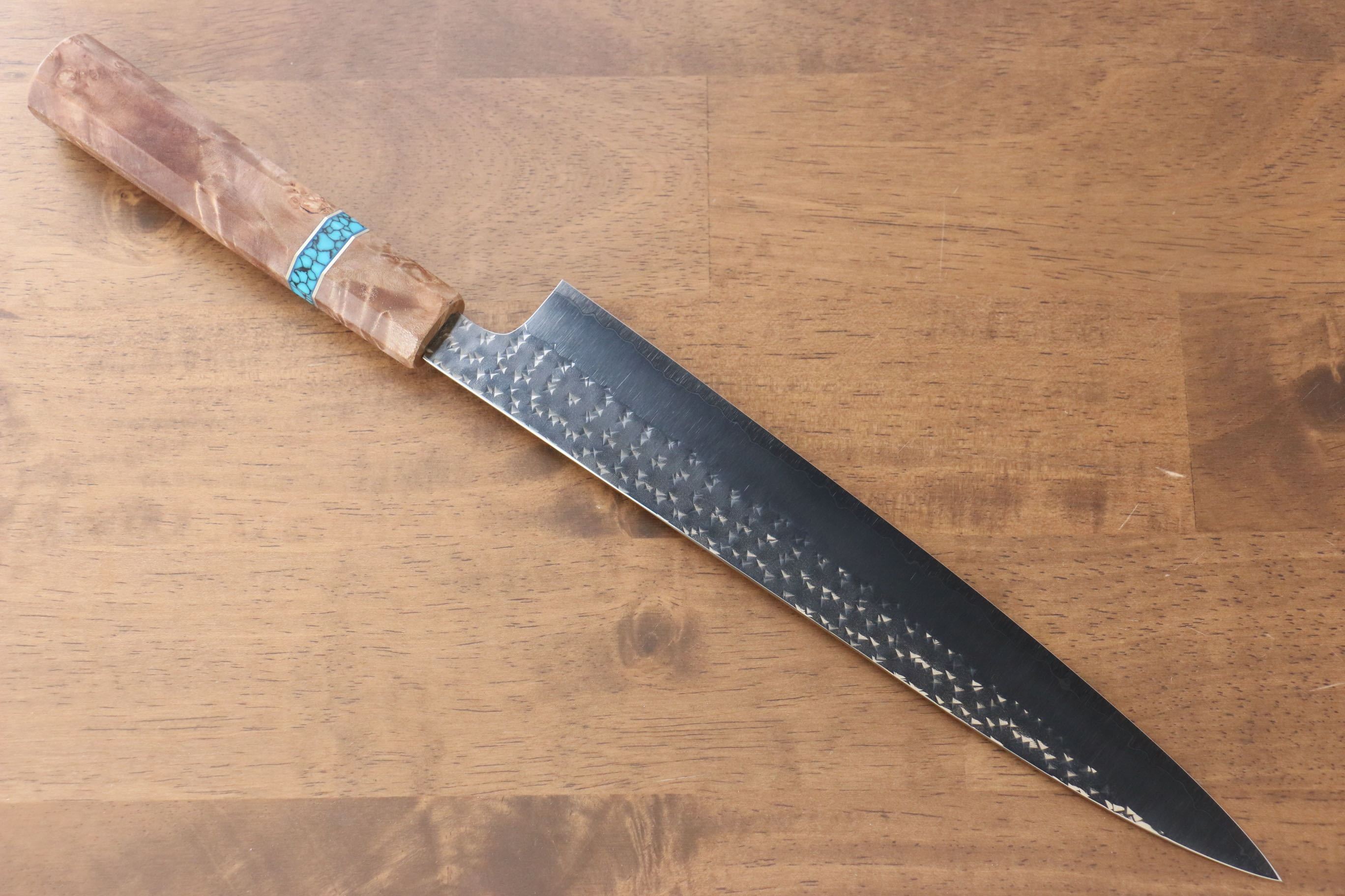 黑崎 優 閃光 SG2 鎚目 筋引 240mm 楓木(木目色帶土耳其石環型設計)握把 - 清助刃物