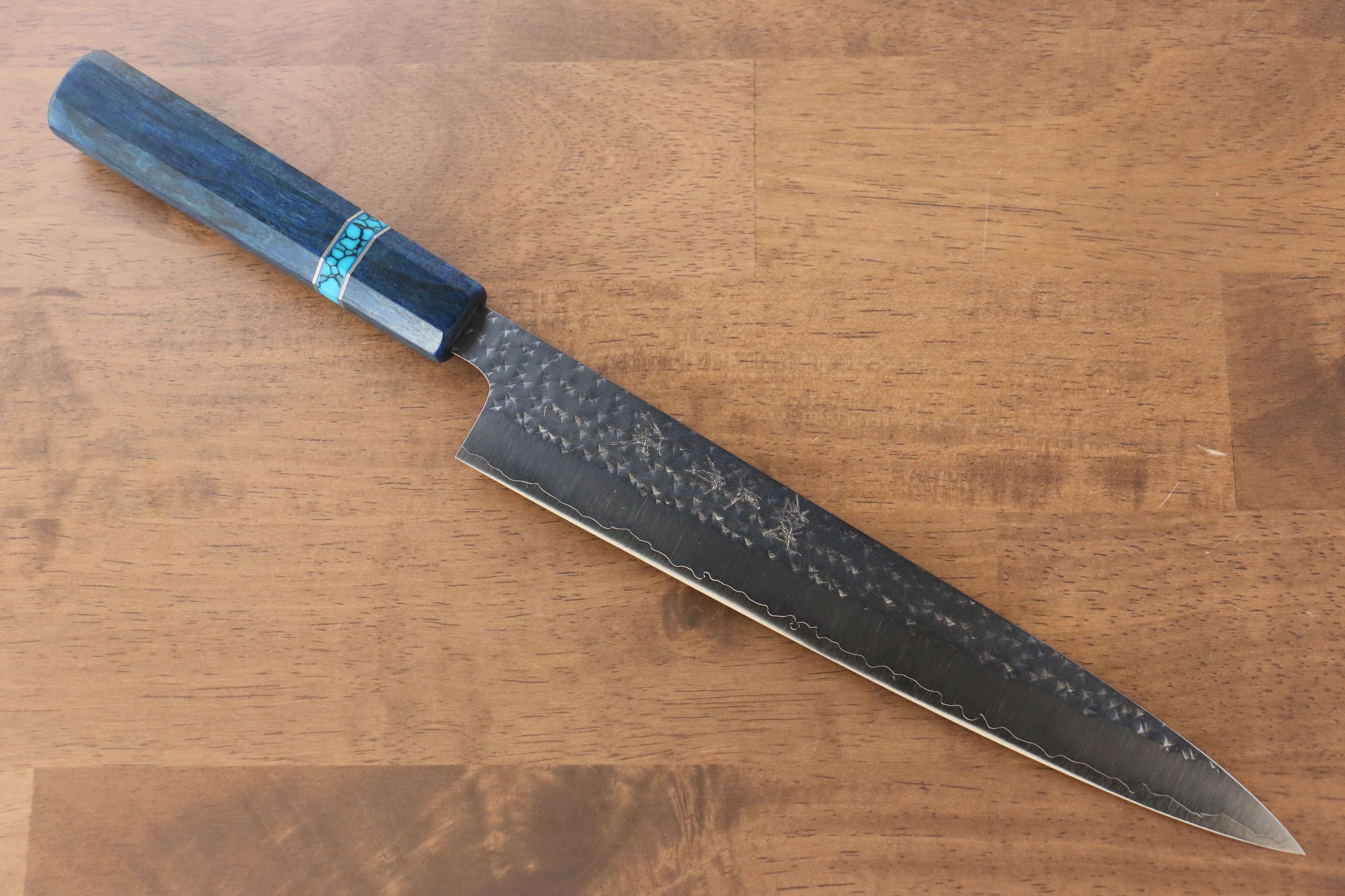 黑崎 優 閃光 SG2 鎚目 筋引 240mm 楓木(青色帶土耳其石環型設計)握把 - 清助刃物