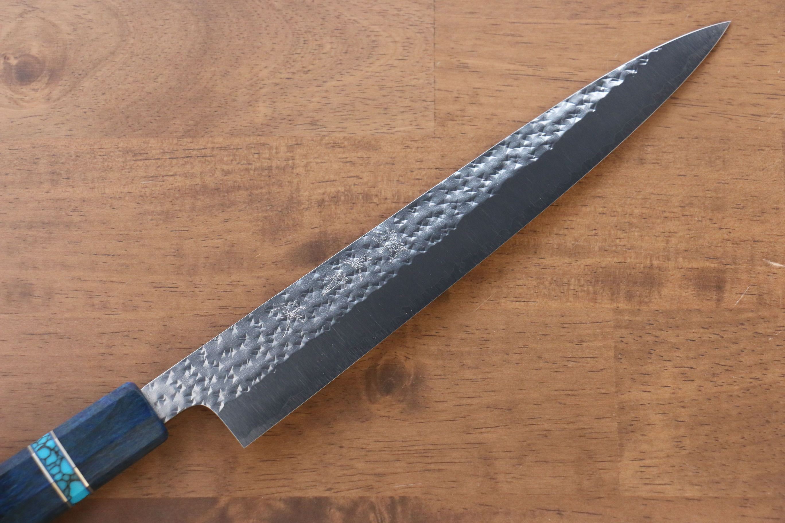 黑崎 優 閃光 SG2 鎚目 筋引 240mm 楓木(青色帶土耳其石環型設計)握把 - 清助刃物
