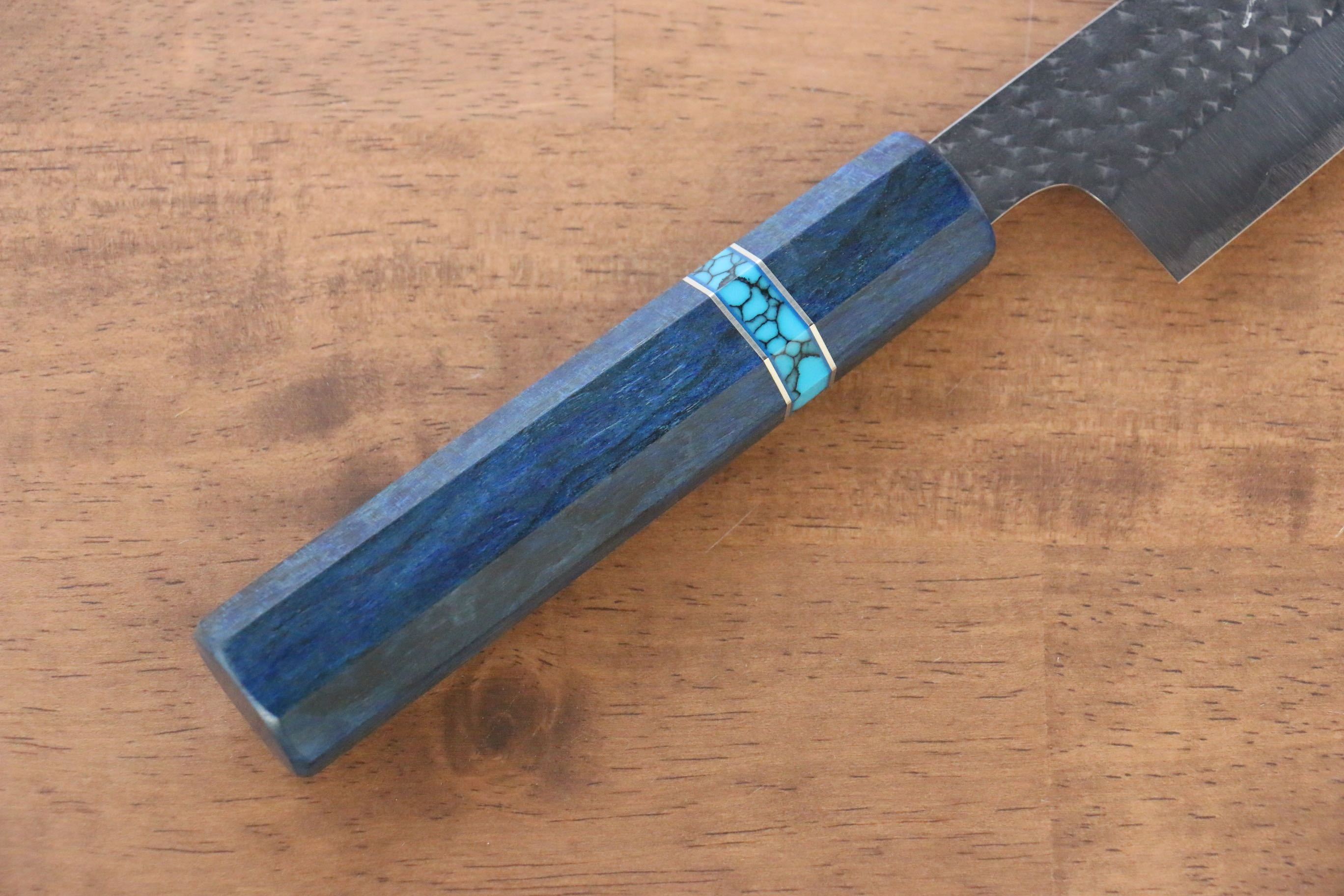 黑崎 優 閃光 SG2 鎚目 筋引 240mm 楓木(青色帶土耳其石環型設計)握把 - 清助刃物