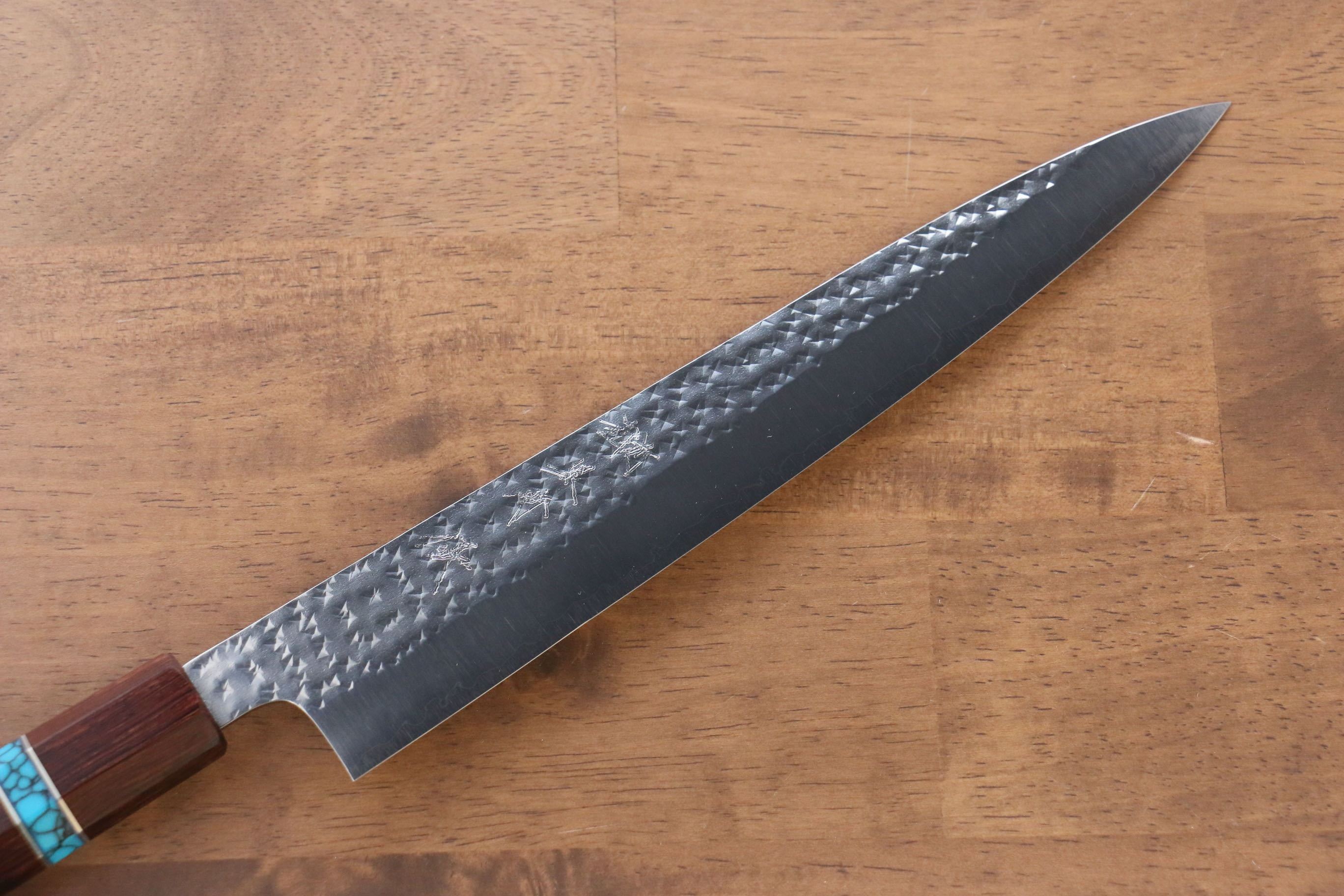 黑崎 優 閃光 SG2 鎚目 筋引 240mm 楓木(茶色帶土耳其石環型設計)握把 - 清助刃物