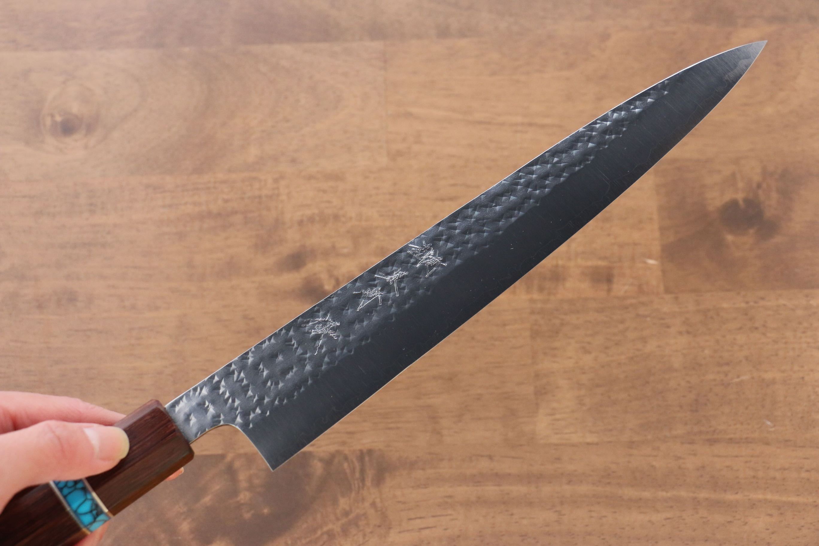 黑崎 優 閃光 SG2 鎚目 筋引 240mm 楓木(茶色帶土耳其石環型設計)握把 - 清助刃物