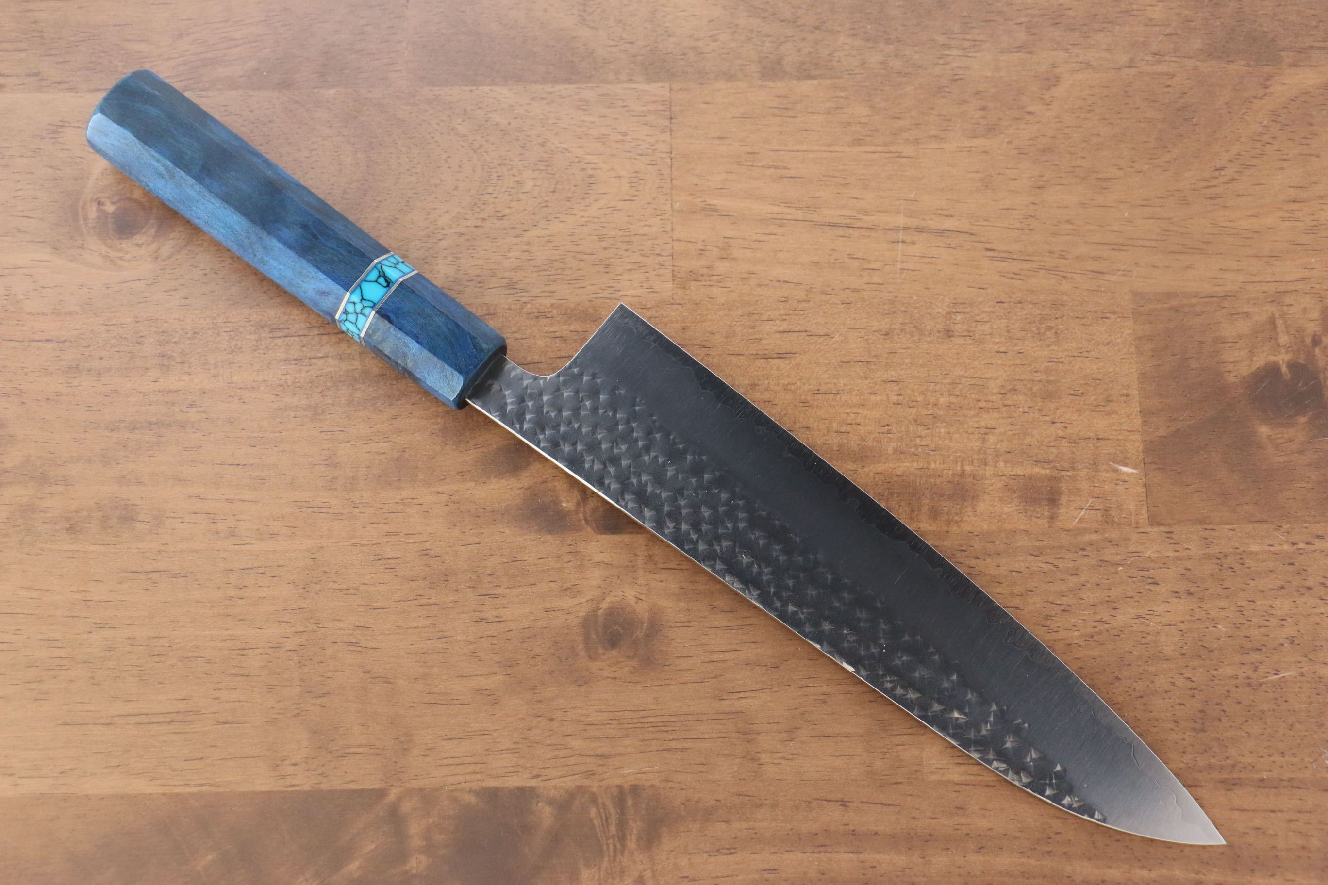 黑崎 優 閃光 SG2 鎚目 牛刀 210mm 楓木(青色帶土耳其石環型設計) 握把 - 清助刃物