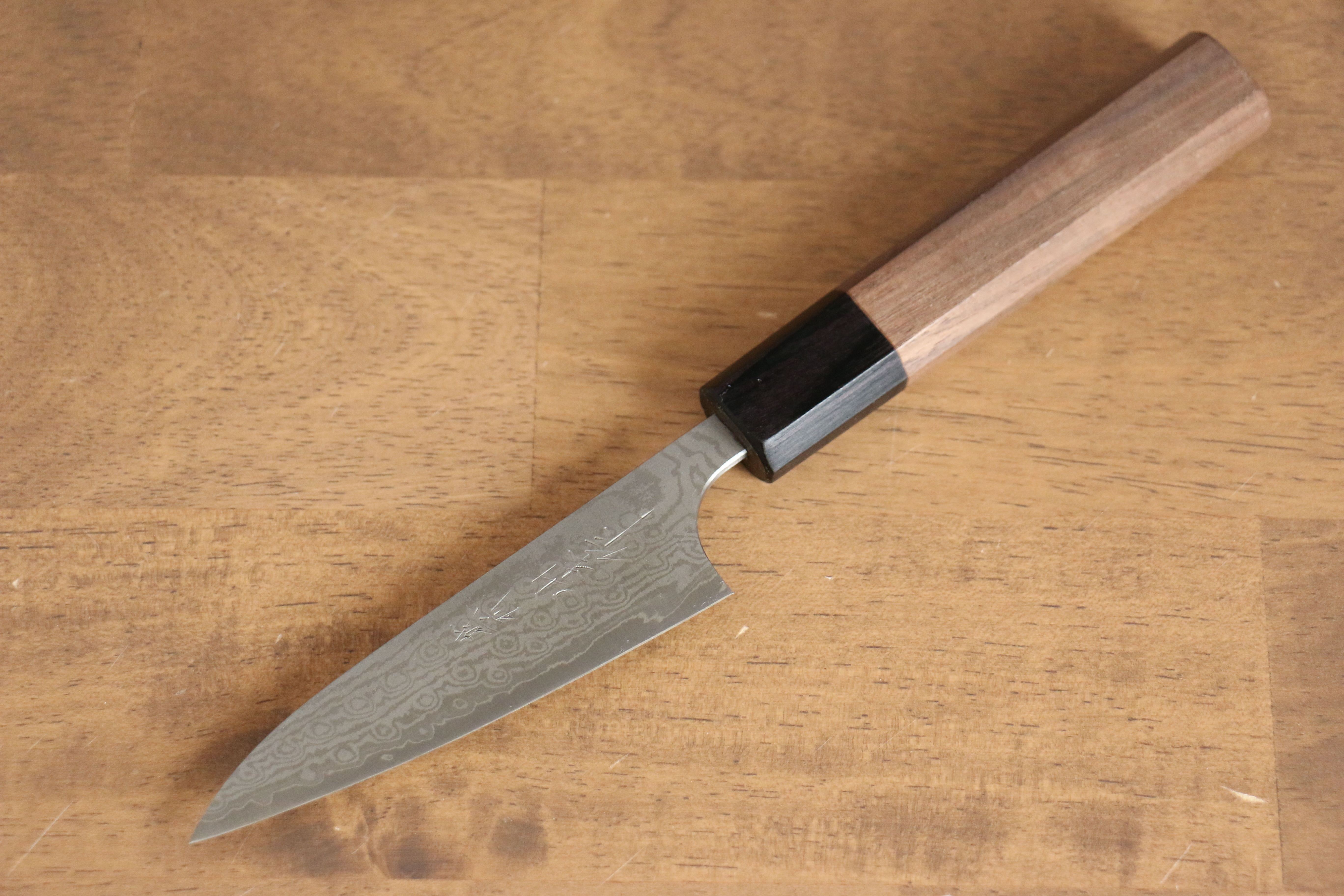 山本 直 VG10 大馬士革紋 多用途小刀 100mm 核桃木 握把 - 清助刃物