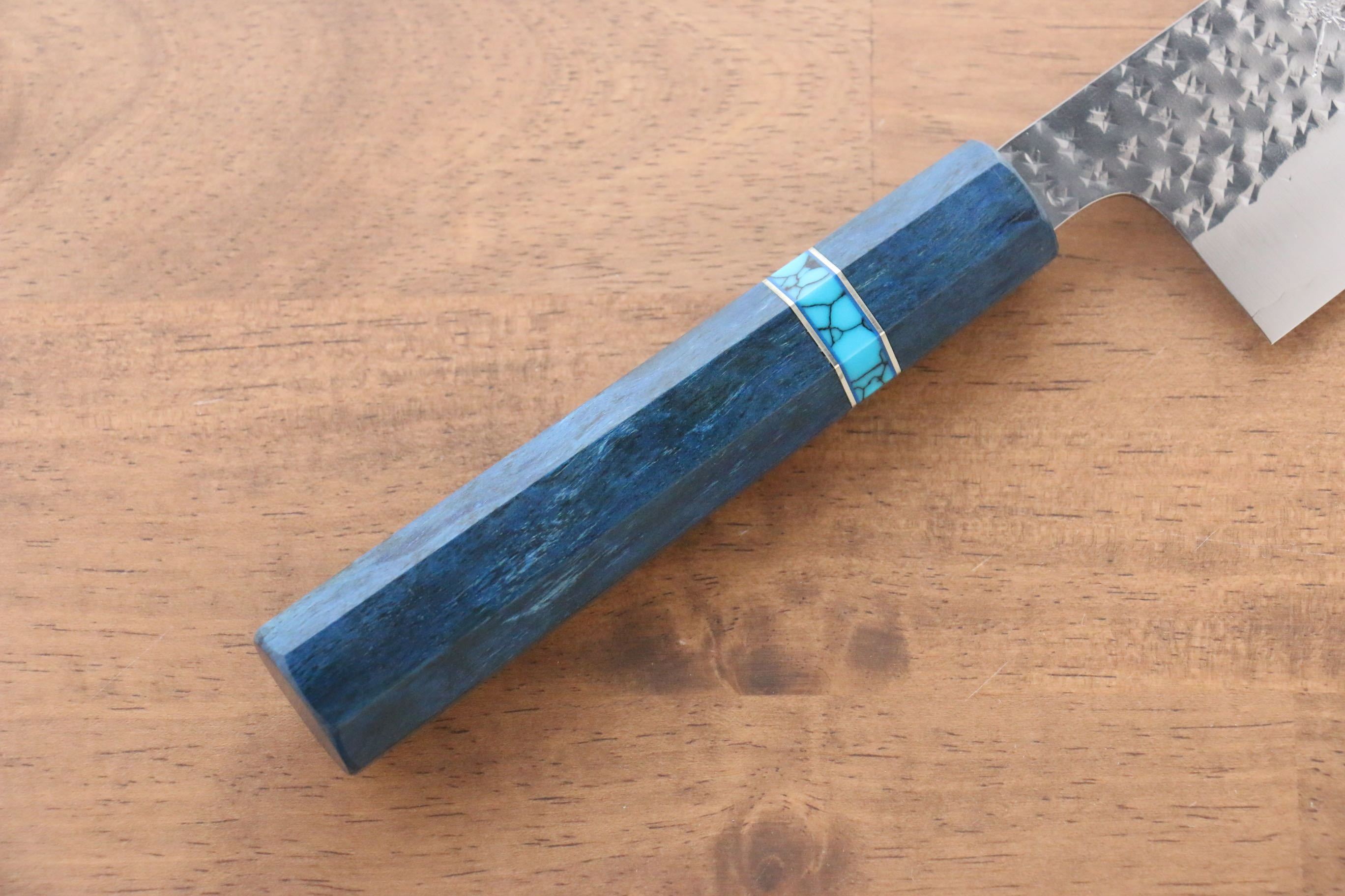 黑崎 優 閃光 SG2 鎚目 牛刀 240mm 楓木(青色帶土耳其石環型設計) 握把 - 清助刃物