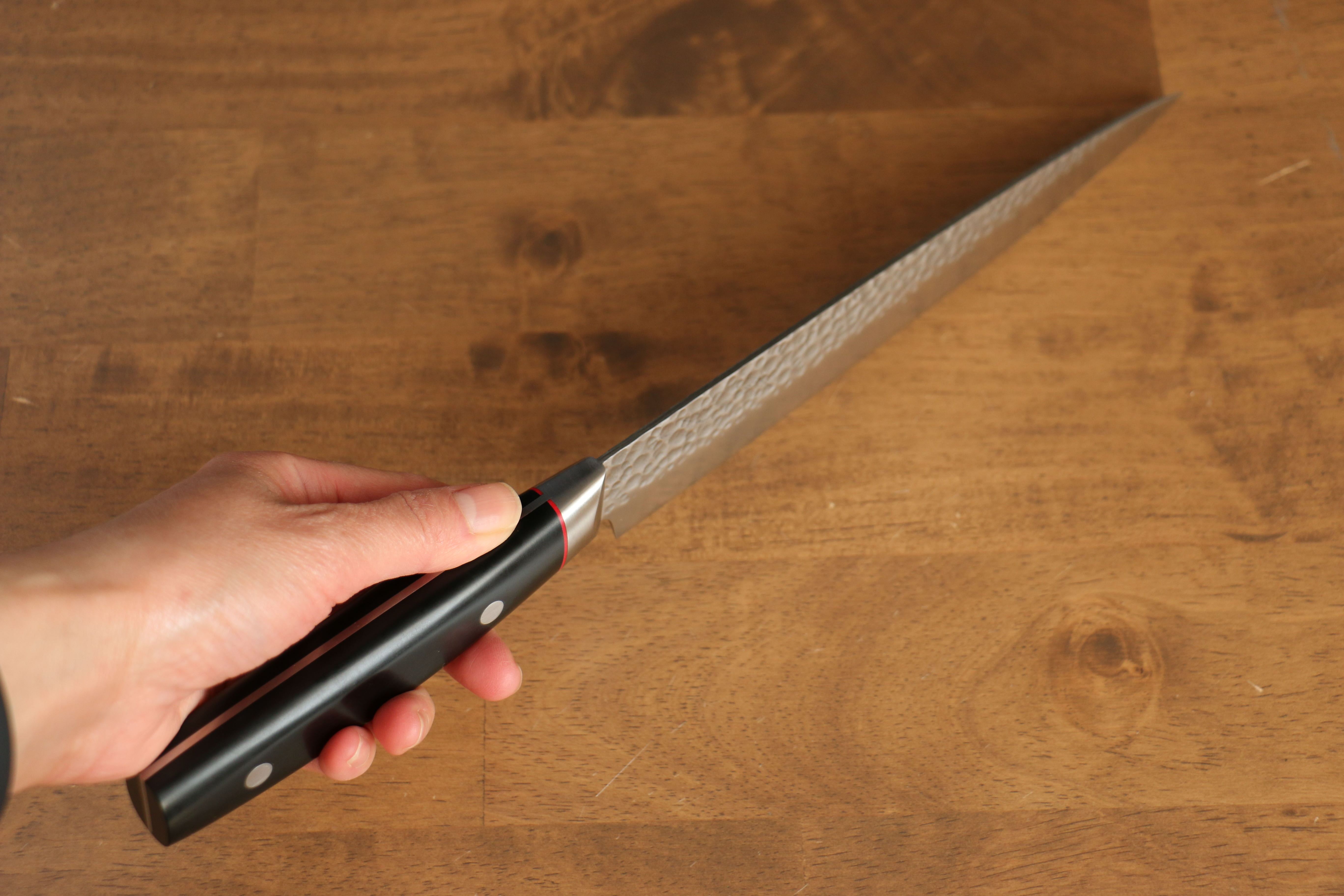 清助 PRO-J VG10 鎚目 切片刀 210mm 黑米卡塔(樹脂複合材料) 握把 - 清助刃物