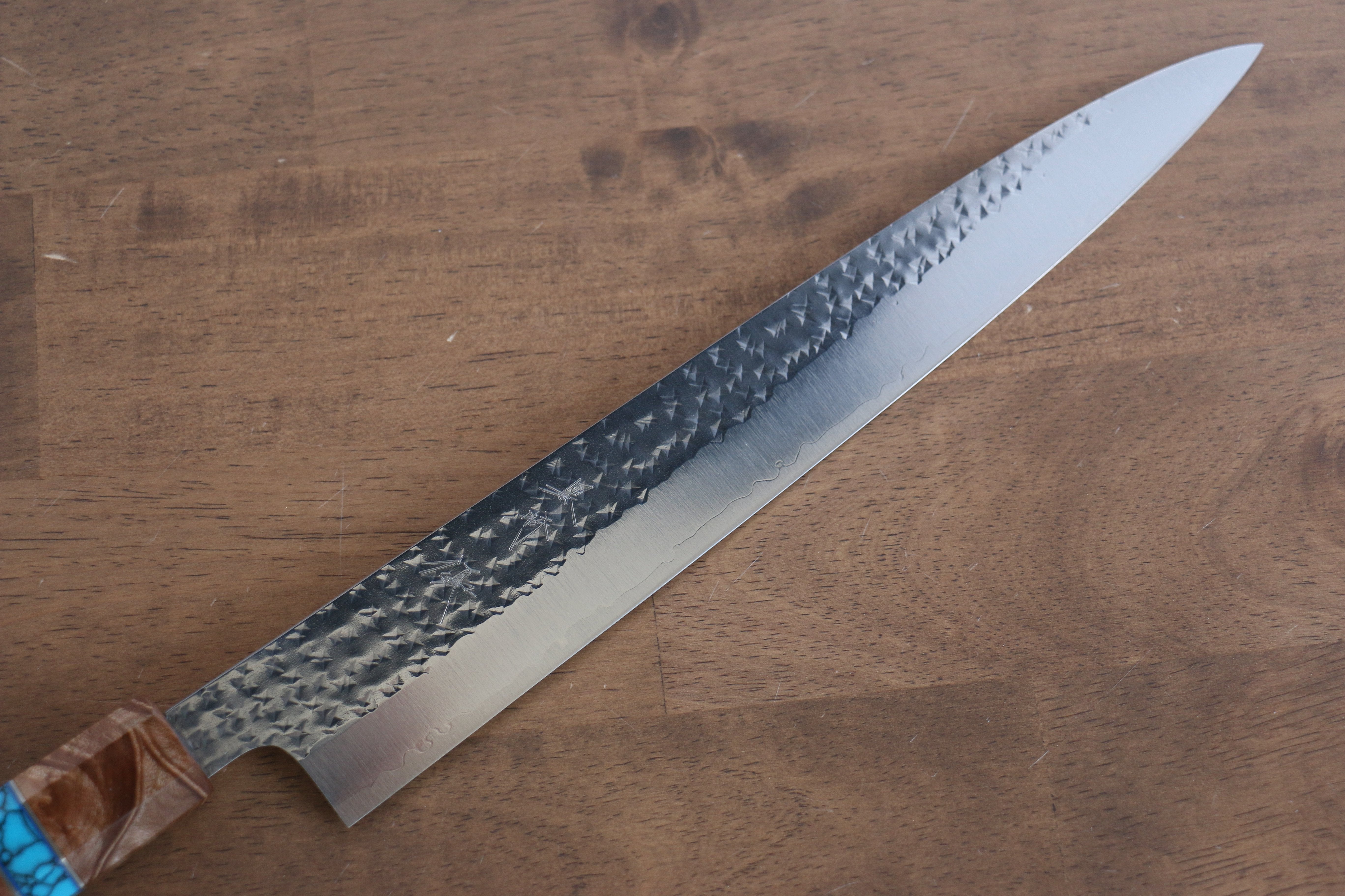 黑崎 優 閃光 SG2 鎚目 筋引 270mm 楓木(木目色帶土耳其石環型設計) 握把 - 清助刃物