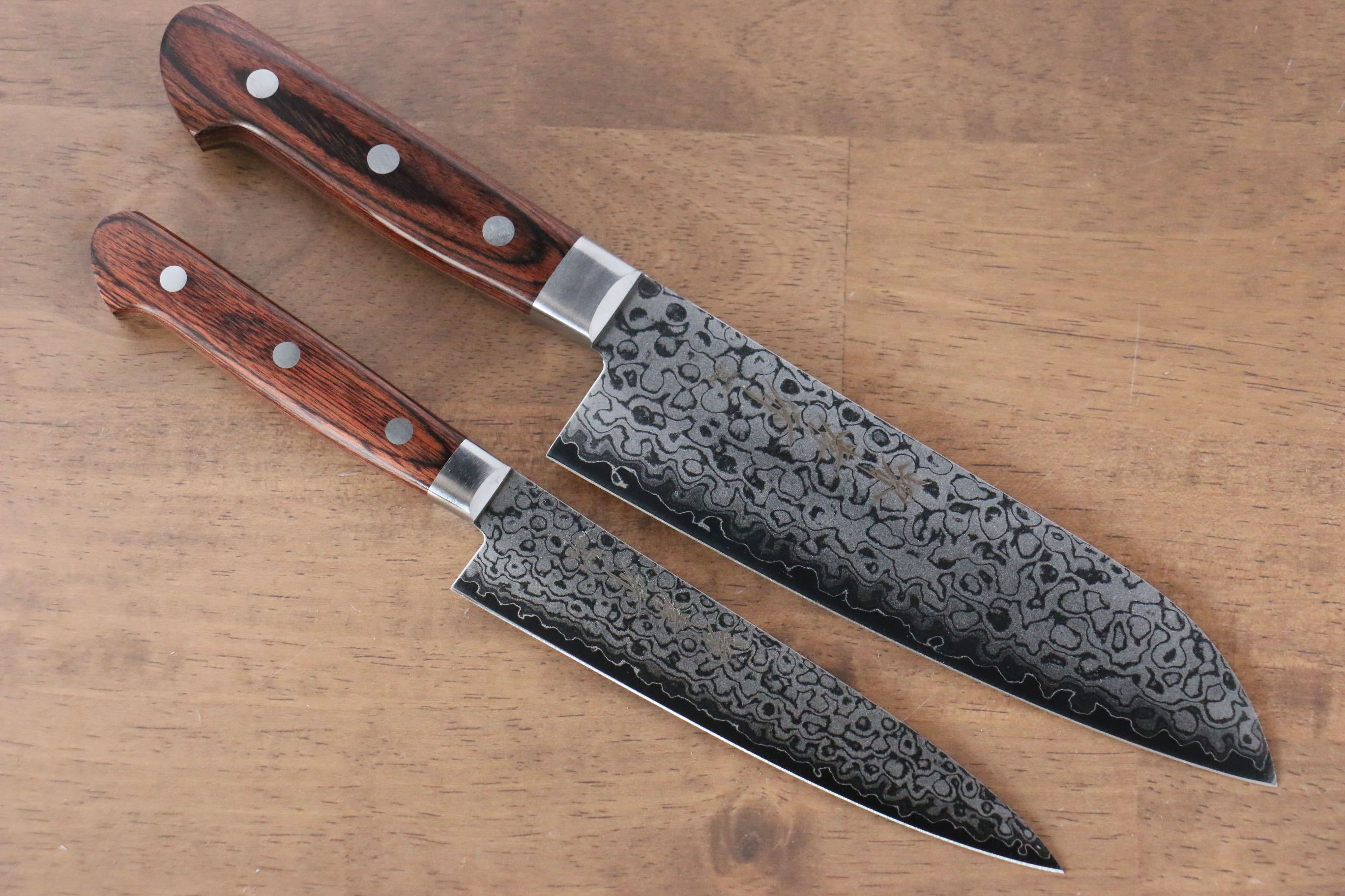 堺 孝行 VG10 17層大馬士革紋 鏡面處理 三德刀&多用途小刀組合 140mm & 165mm - 清助刃物