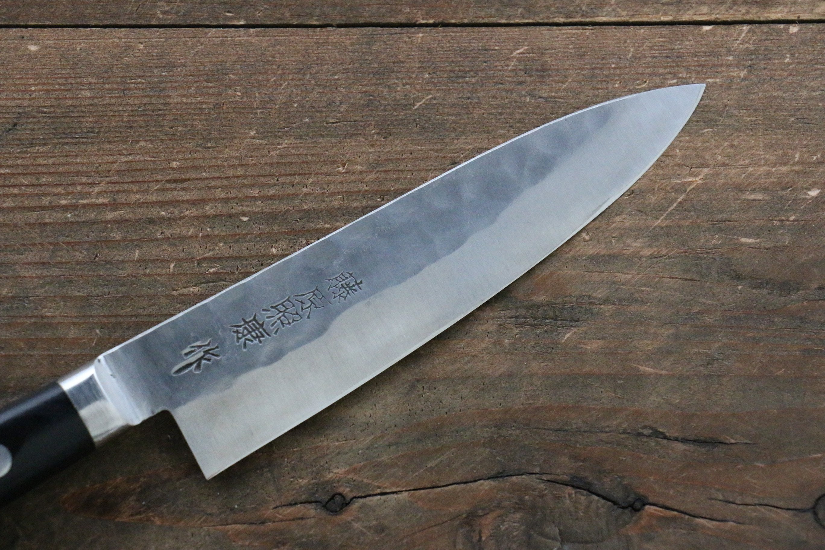 藤原 照康 幻之名刀 白鋼一號 梨地 鎚目 多用途小刀 130mm 黒合成木握把 - 清助刃物