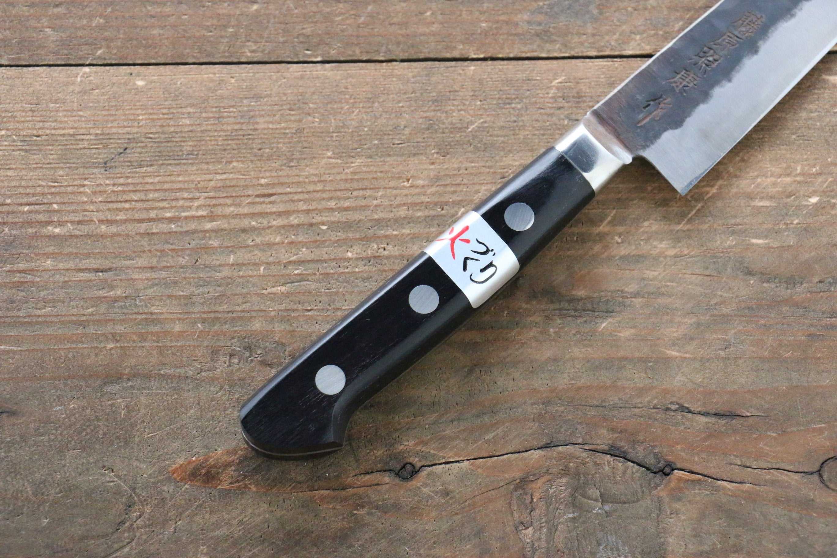 藤原 照康 傳家寶刀 超級青鋼 黑打 多用途小刀 120mm 黒合成木握把 - 清助刃物