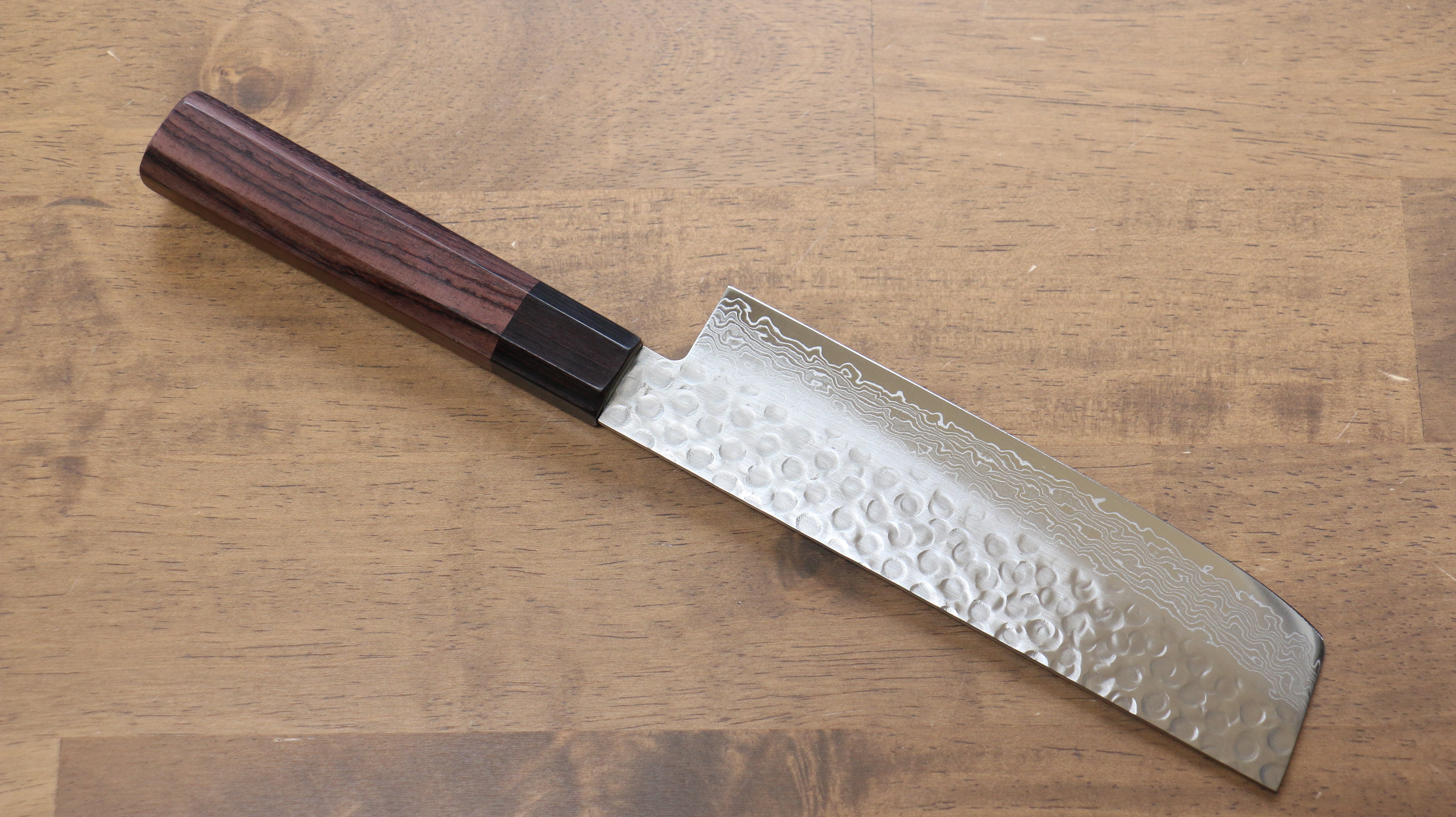 清助 AUS10 45層大馬士革紋 薄刃 160mm 紫檀木 握把 - 清助刃物