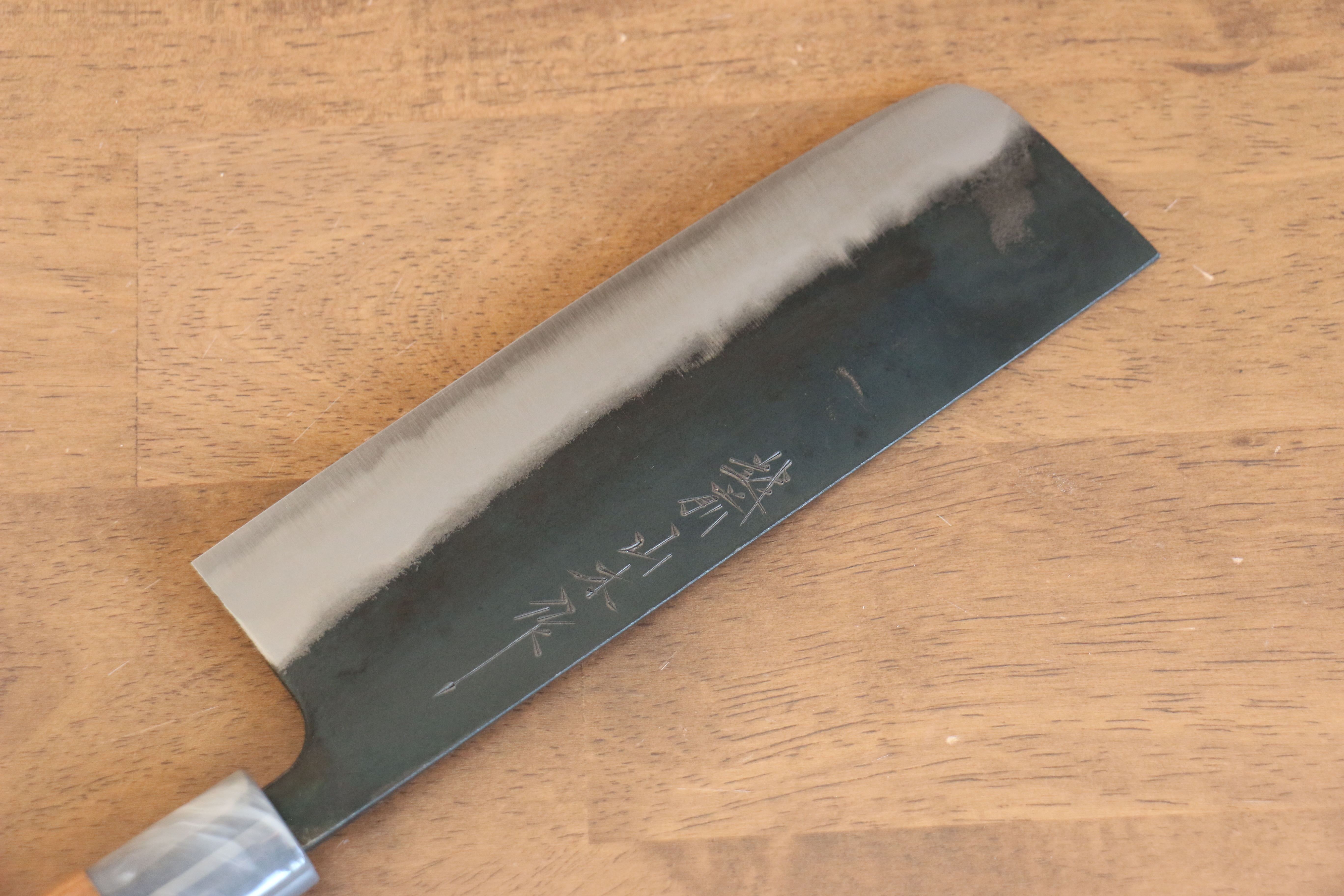 山本 直 白鋼 黑打 菜切 165mm 櫻桃木 握把 - 清助刃物