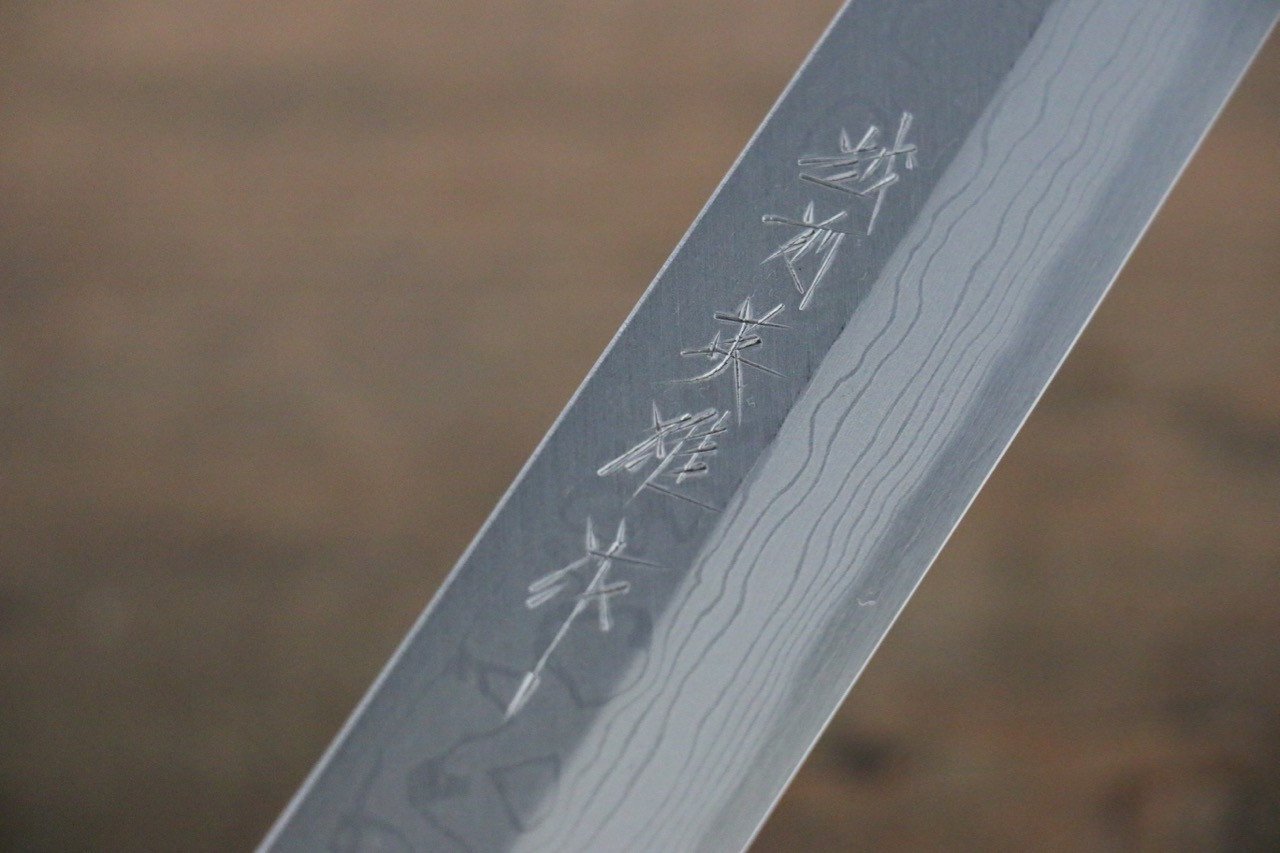 北岡 英雄 白鋼二號 大馬士革紋 柳刃 300mm 紫檀木握把 - 清助刃物
