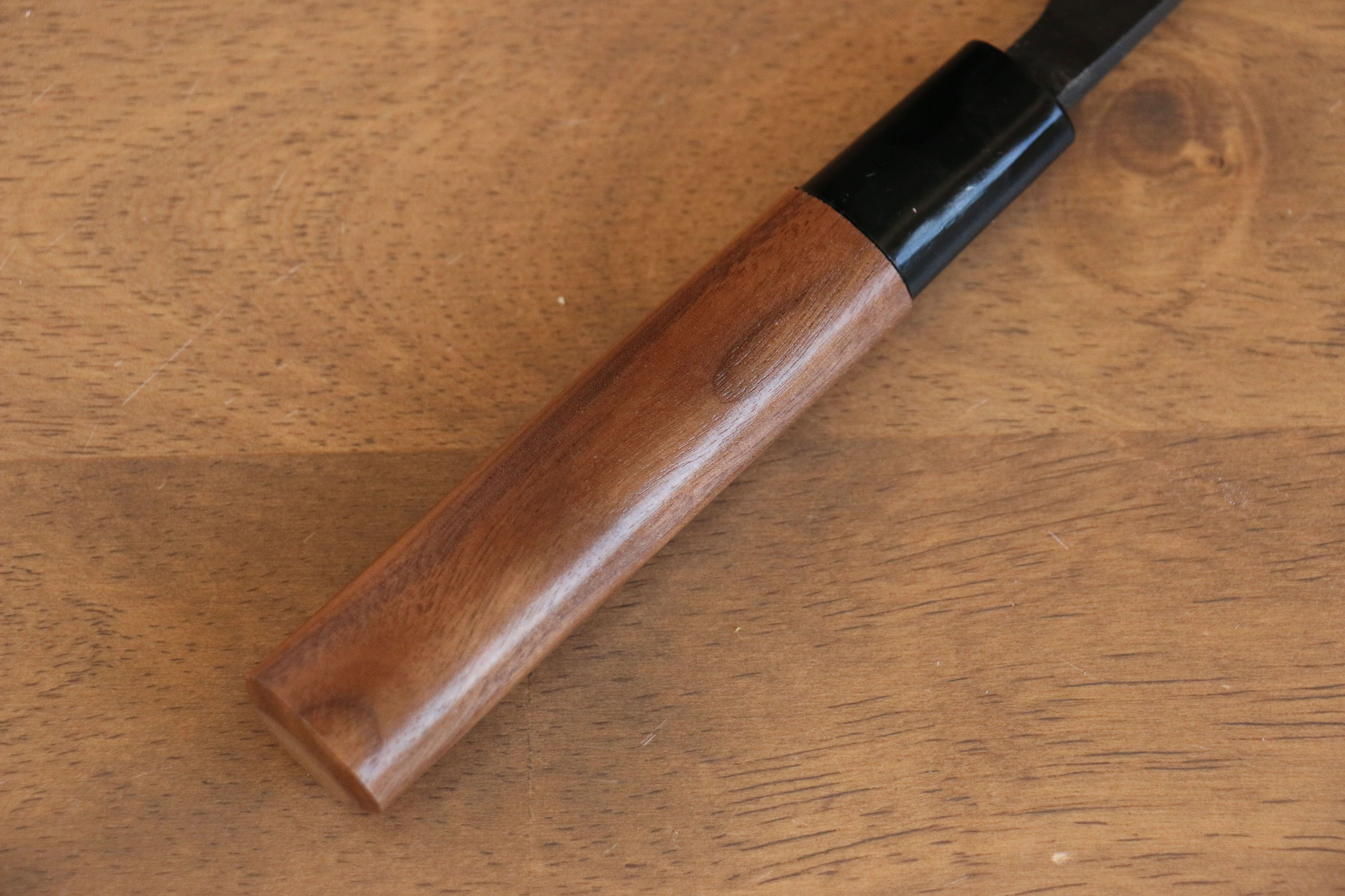 山本 直 青鋼 黑打 鎚目 (丸) 多用途小刀 140mm 核桃木 握把 - 清助刃物