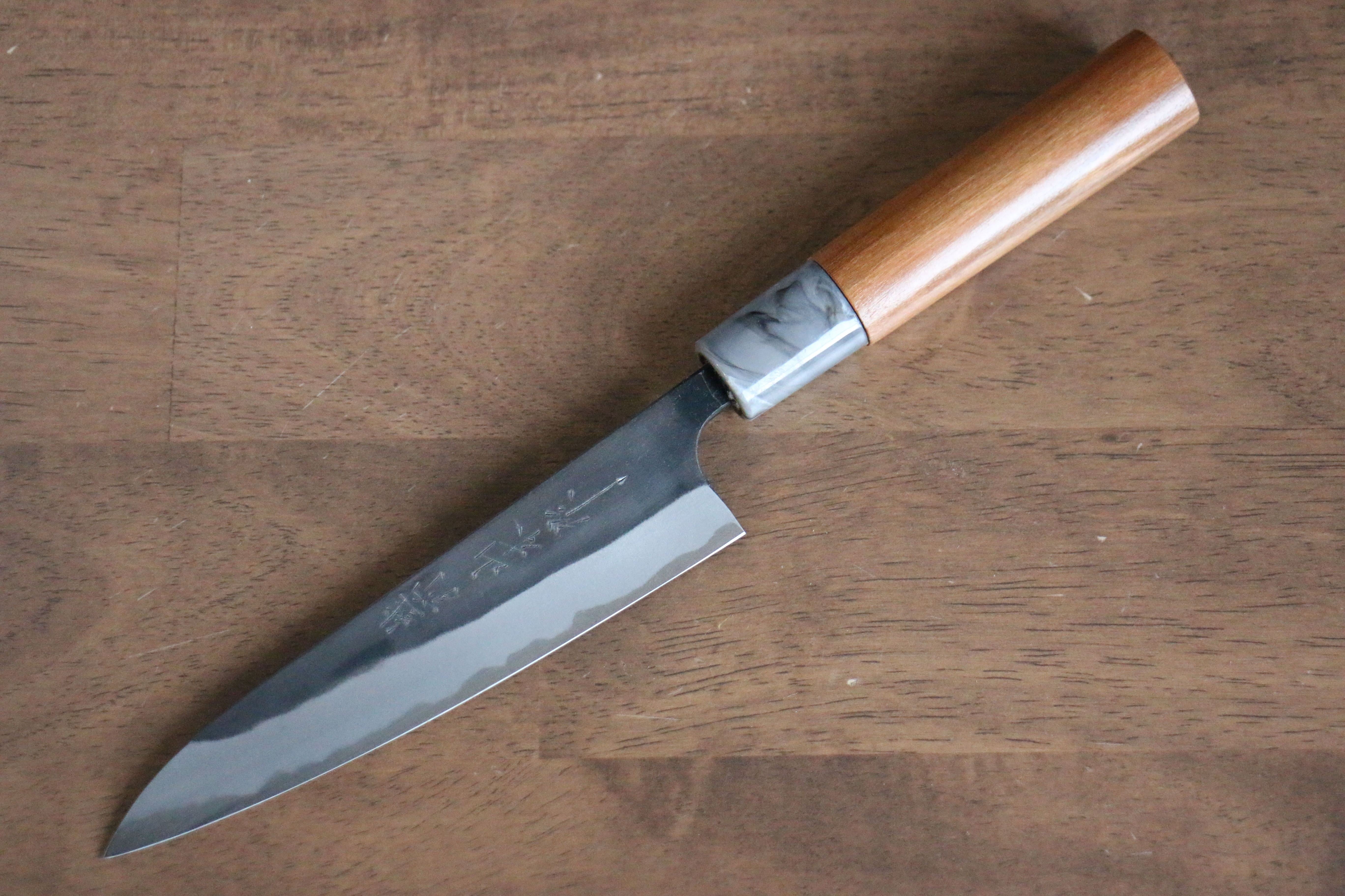 山本 直 白鋼二號 黑打 多用途小刀 140mm 櫻桃木 握把 - 清助刃物