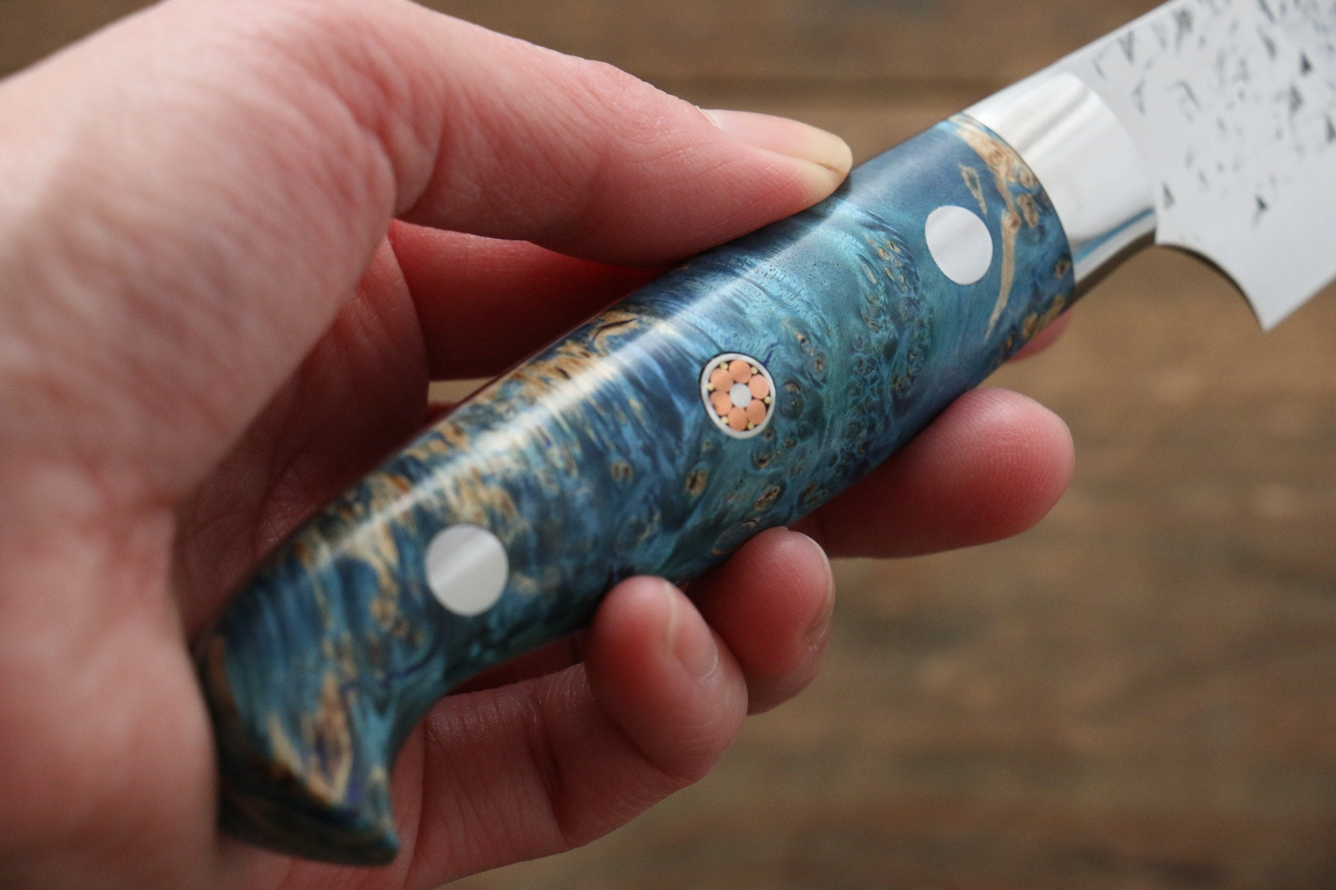 黑崎 優 雫 SG2 鎚目 多用途小刀 130mm 穩定木 握把 - 清助刃物