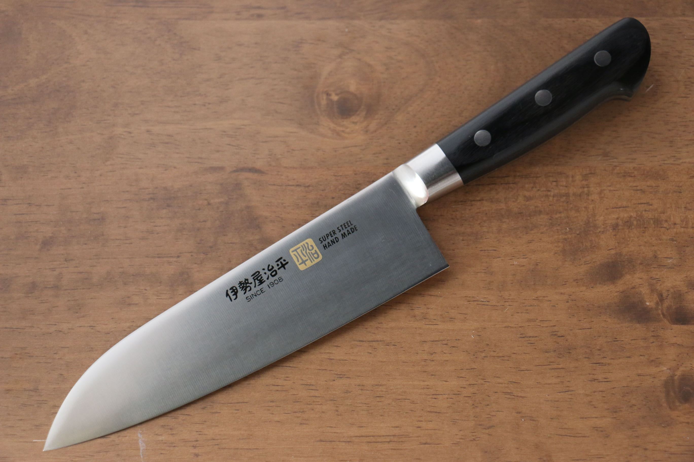 伊勢屋 鉬鋼(MOL) 三德刀 180mm 黑合成木 握把 - 清助刃物