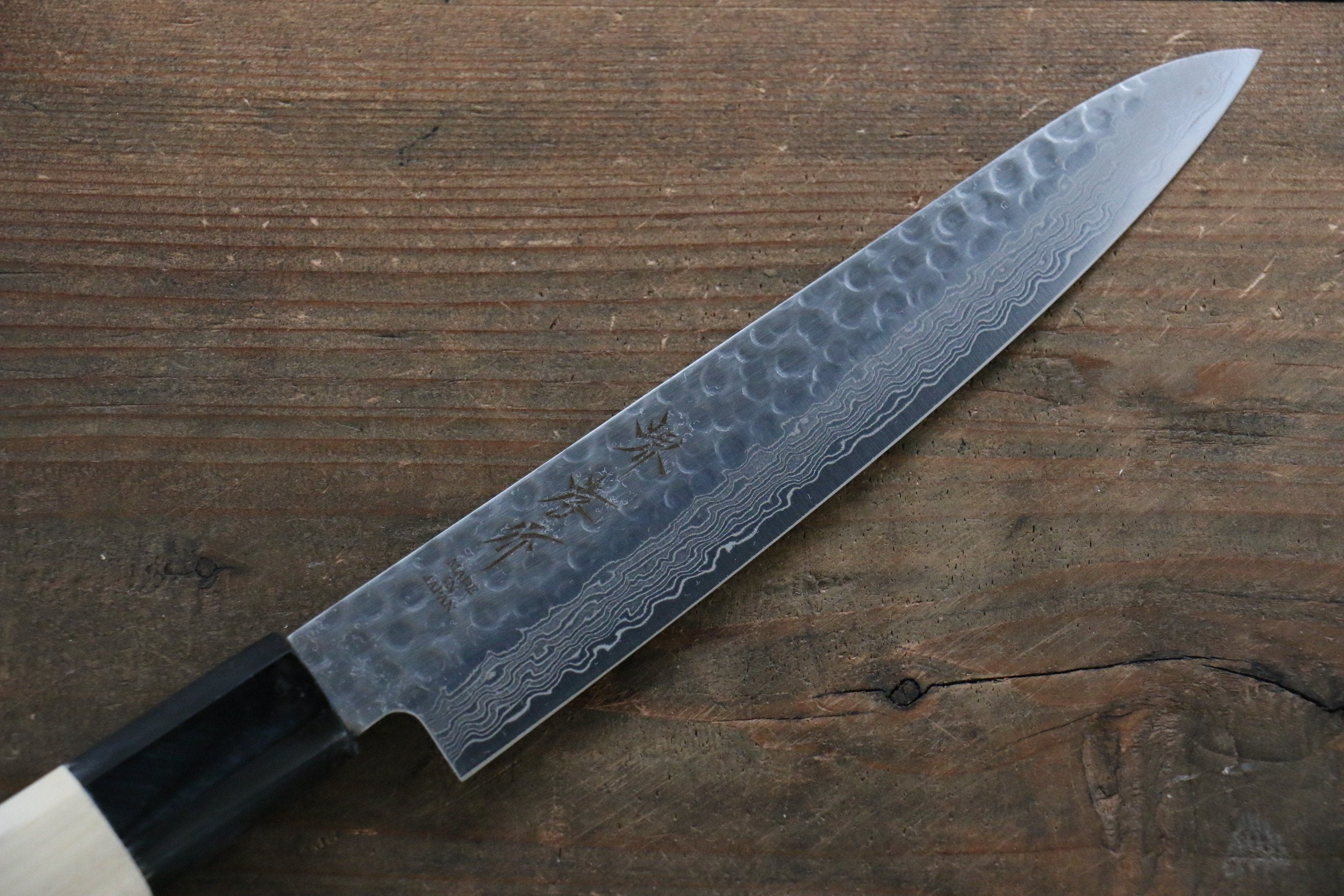 堺 孝行 AUS10 45層大馬士革紋 多用途小刀 150mm - 清助刃物