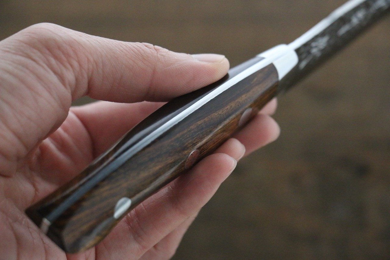 黑崎 優 雫 SG2 鎚目 多用途小刀 120mm 鐵木握把 - 清助刃物