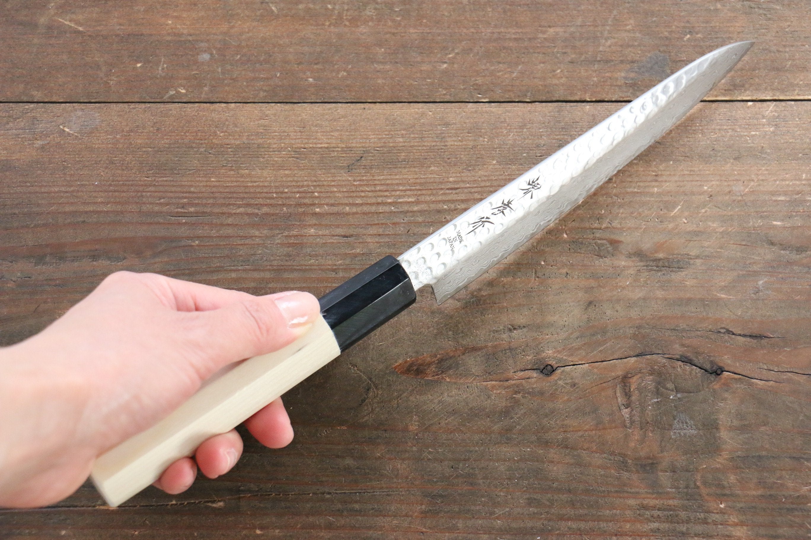 堺 孝行 AUS10 45層大馬士革紋 多用途小刀 150mm - 清助刃物