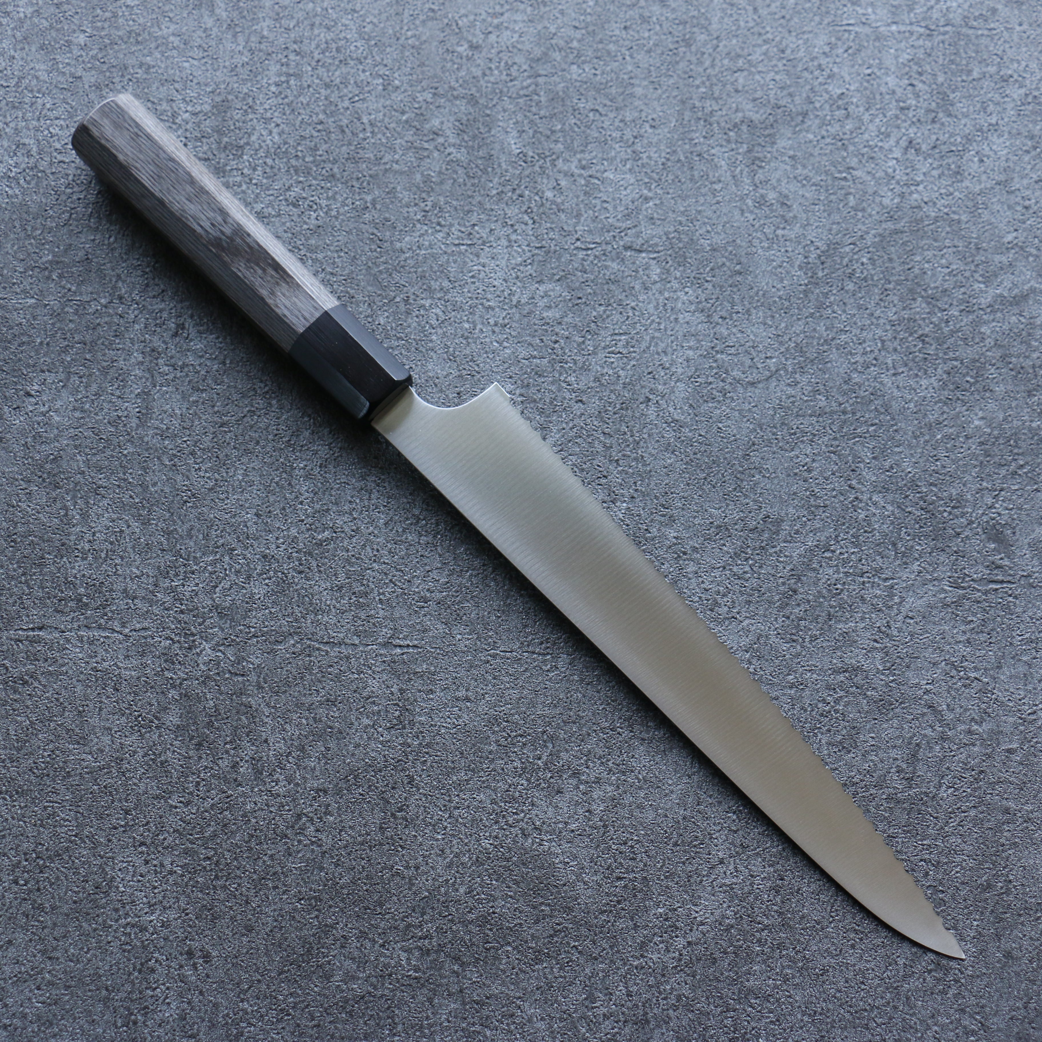 清助 不鏽鋼 麵包刀 240mm 灰色合成木 握把 - 清助刃物