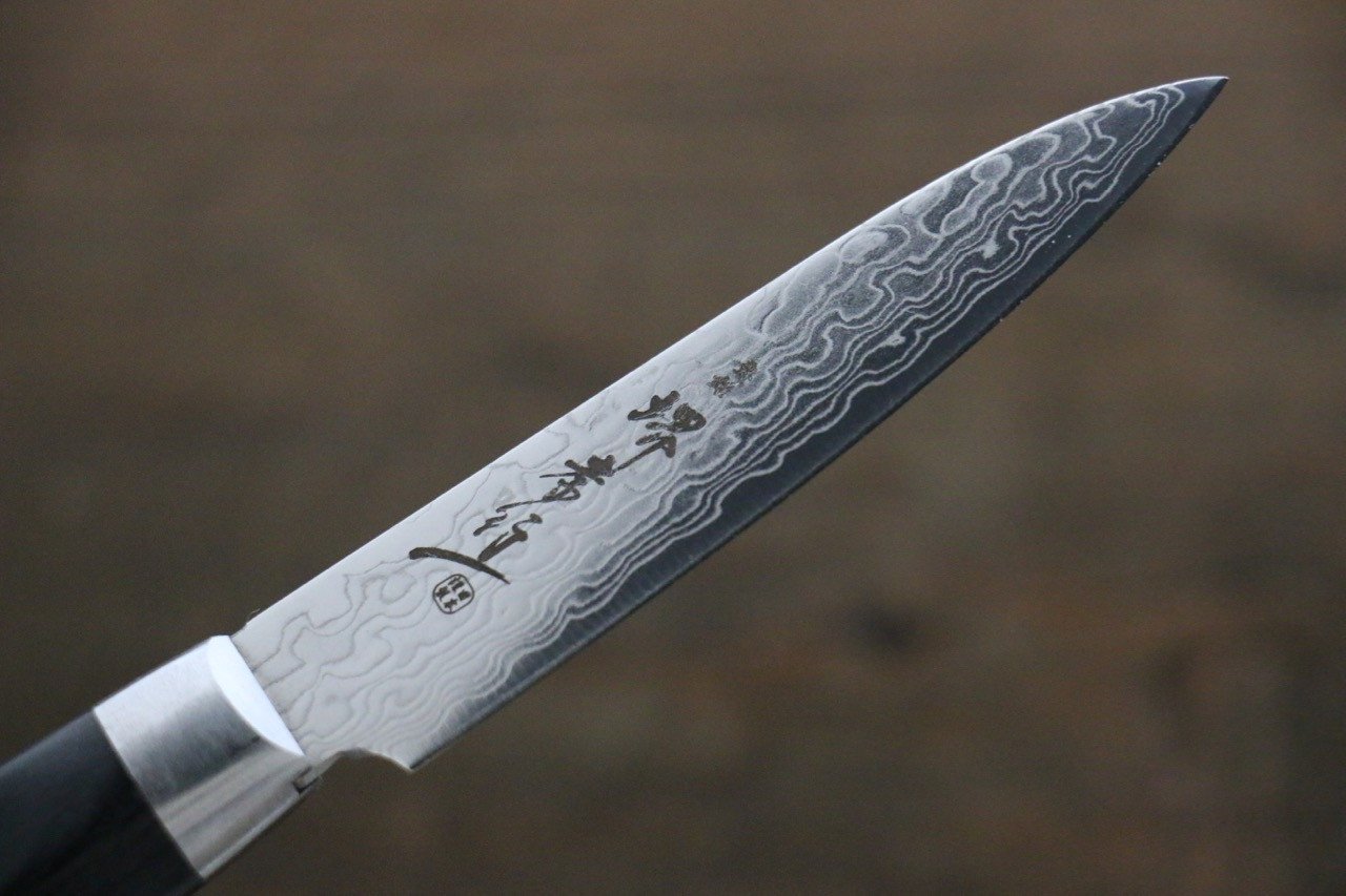 堺 孝行 AUS10 45層 鏡面處理 大馬士革紋 多用途小刀 80mm - 清助刃物