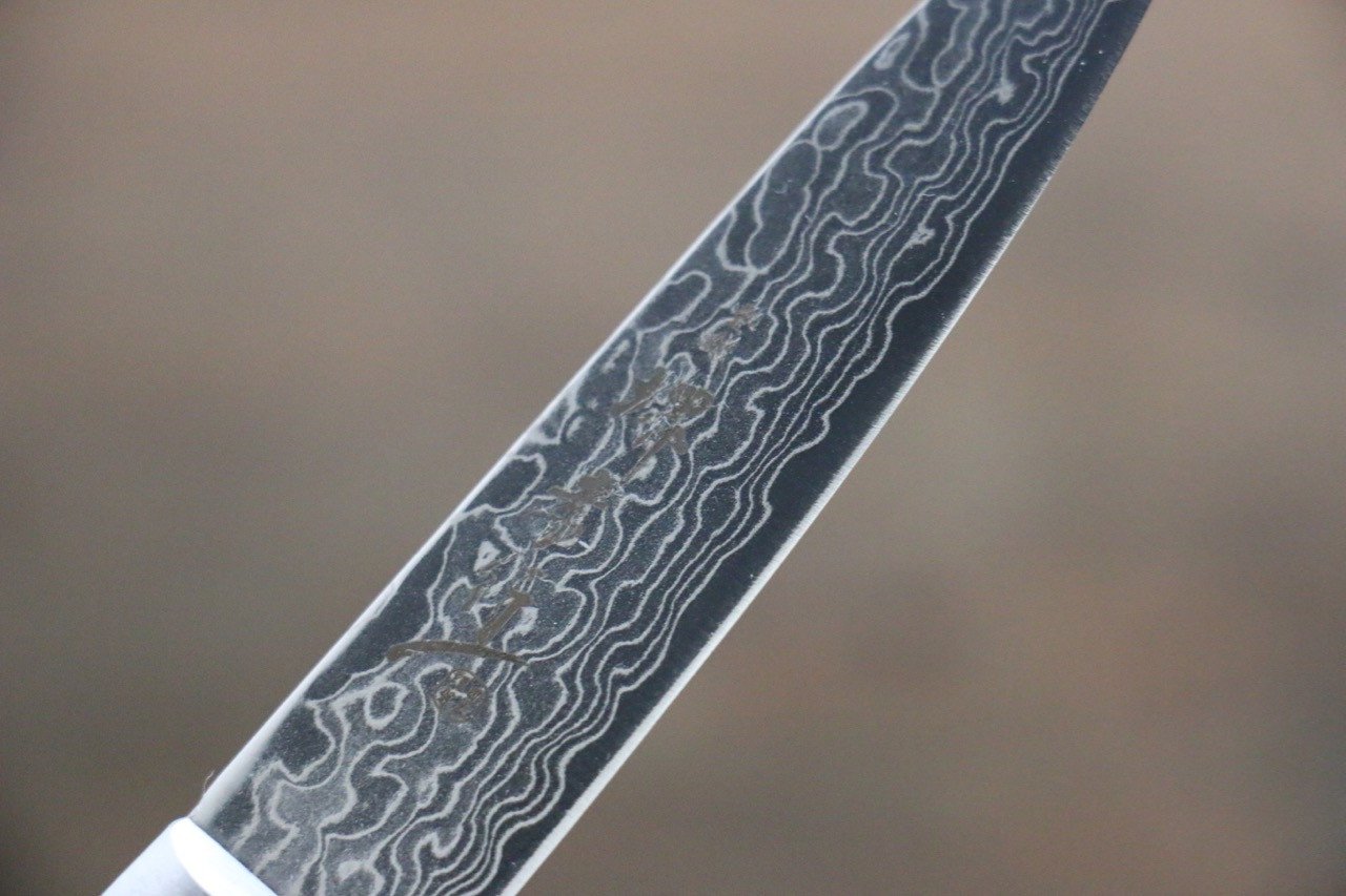 堺 孝行 AUS10 45層 鏡面處理 大馬士革紋 多用途小刀 80mm - 清助刃物