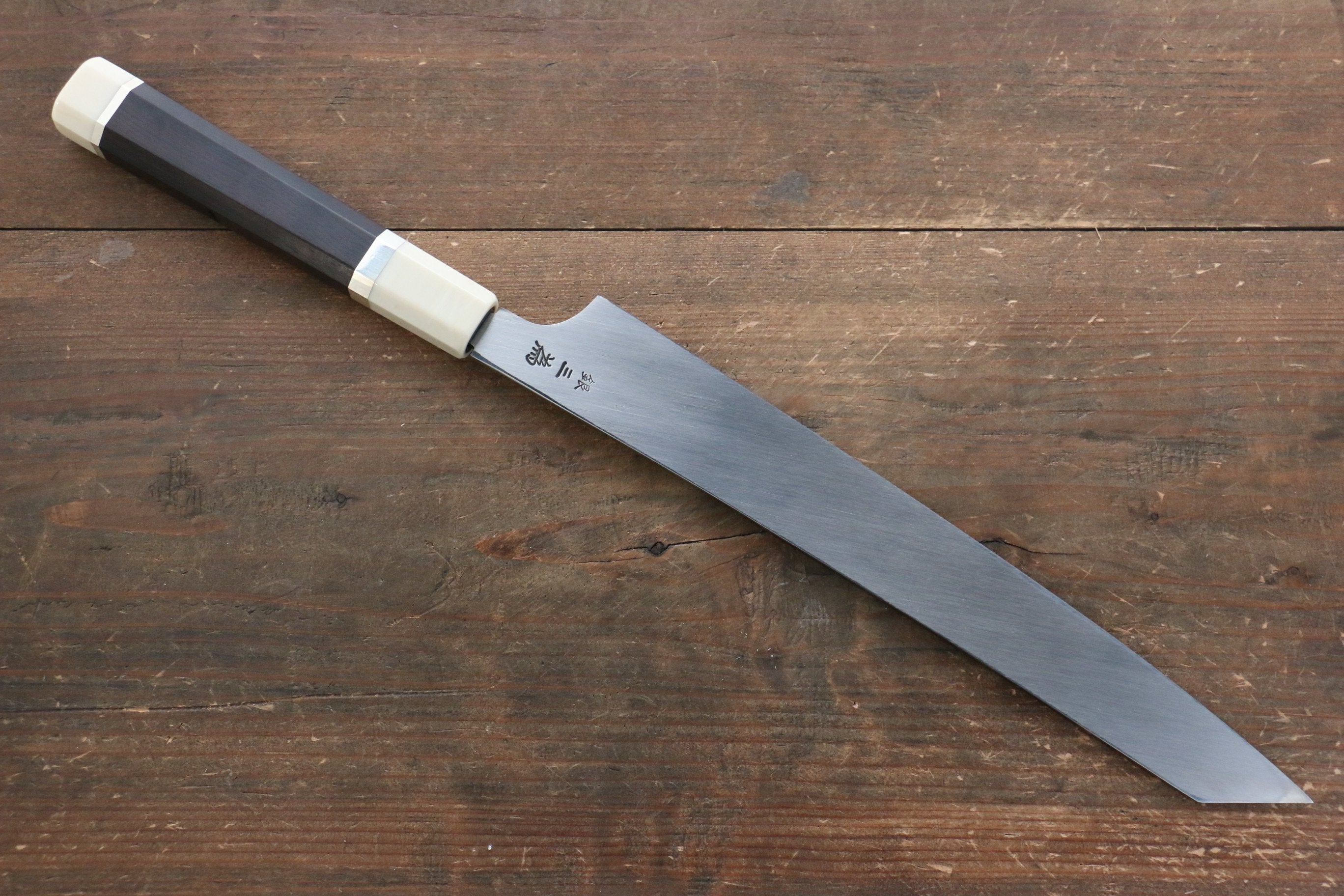 堺 孝行 飛燕 銀三鋼 鏡面處理 切付柳刃 270mm 黑檀(兩側帶環型設計)握把 附刀鞘 - 清助刃物