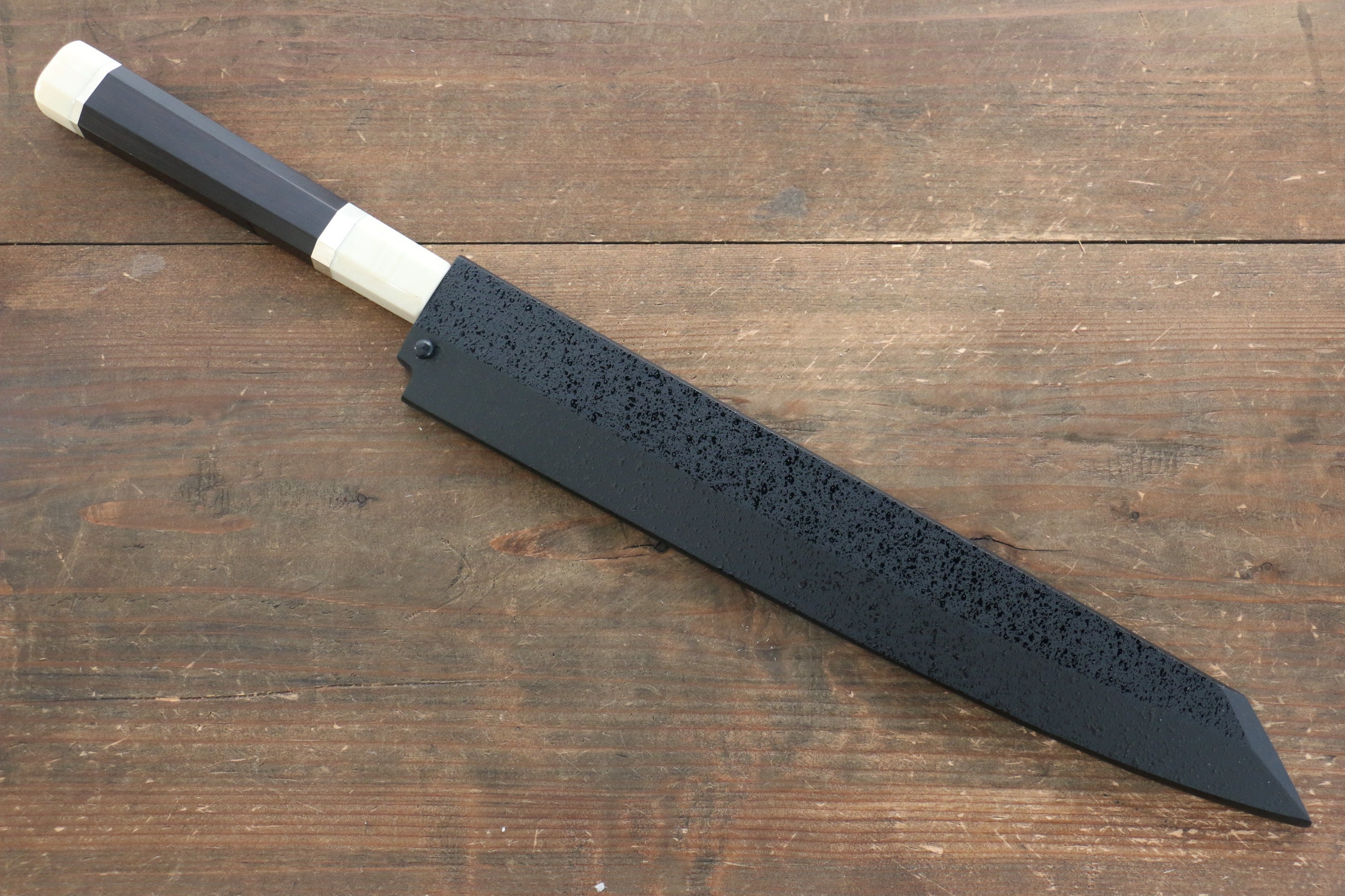 堺 孝行 飛燕 銀三鋼 鏡面處理 切付柳刃 300mm 黑檀(兩側帶環型設計)握把 附刀鞘 - 清助刃物