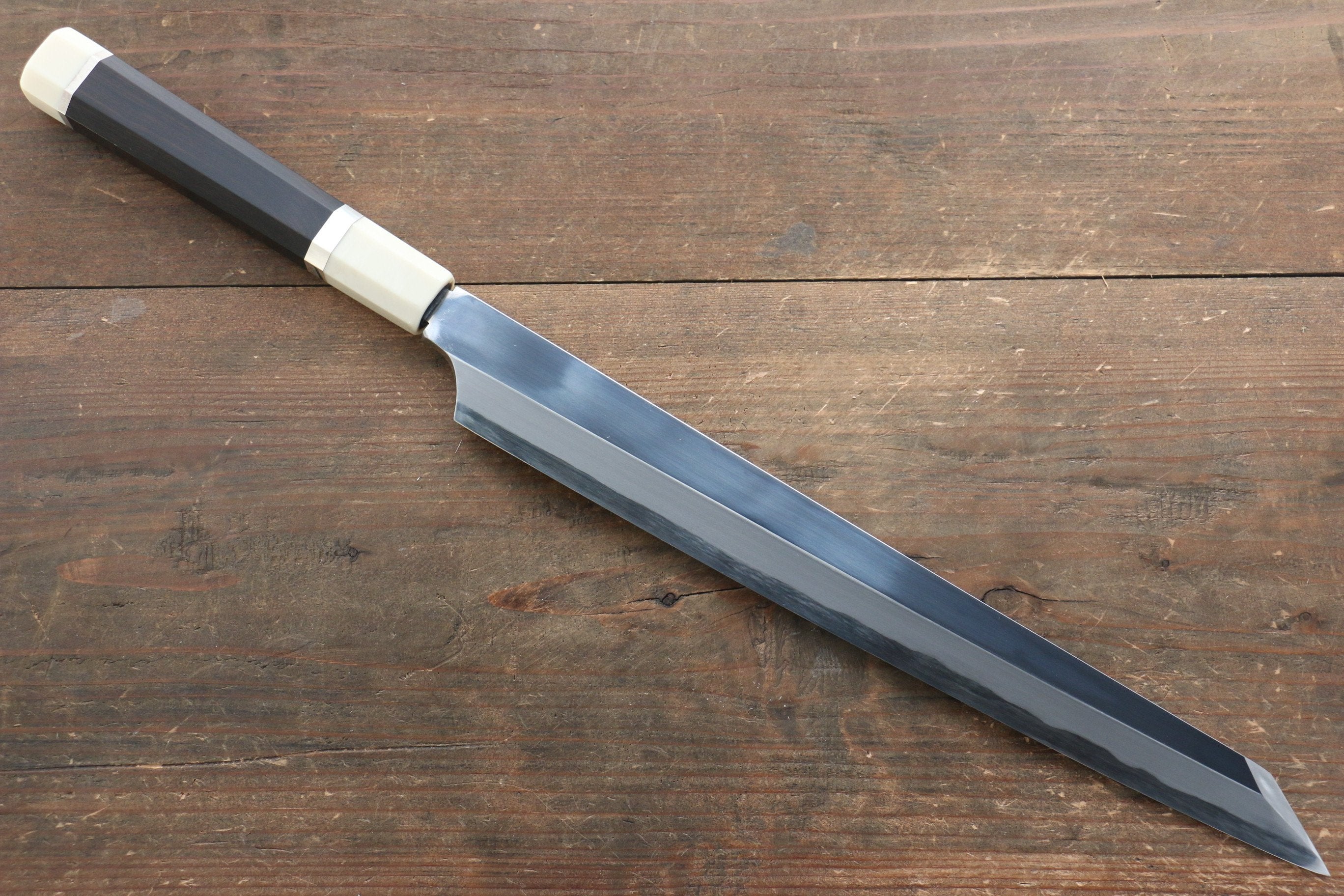 堺 孝行 青鋼一號 柳刃 300mm 花梨柄(帶三個環型設計)握把 附刀鞘 - 清助刃物