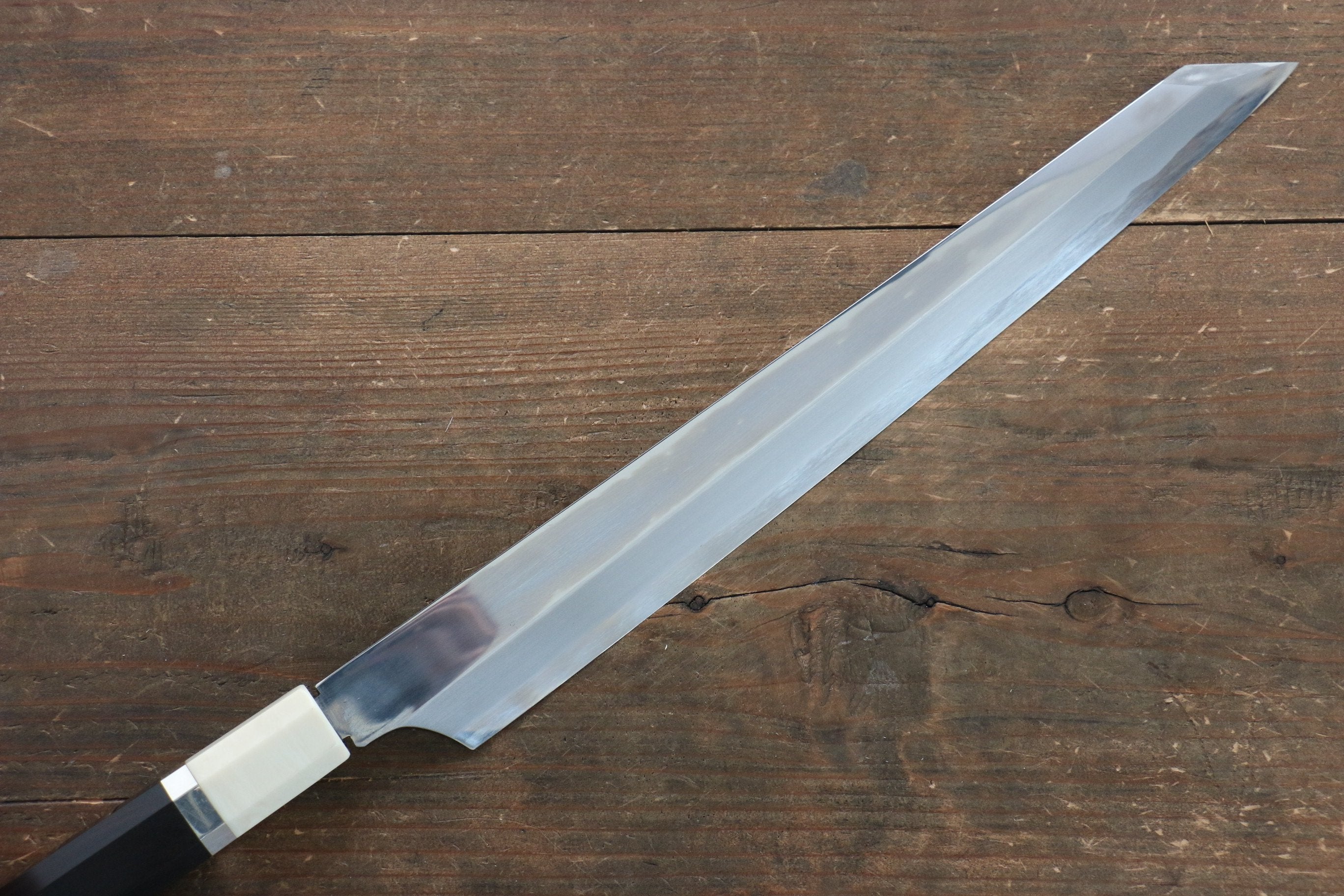 堺 孝行 青鋼一號 柳刃 300mm 花梨柄(帶三個環型設計)握把 附刀鞘 - 清助刃物