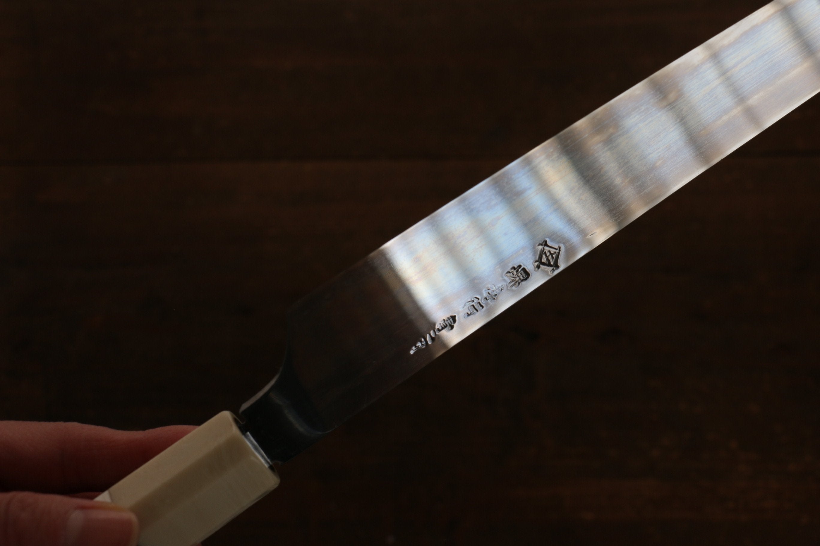 堺 孝行 青鋼一號 柳刃 300mm 花梨柄(帶三個環型設計)握把 附刀鞘 - 清助刃物