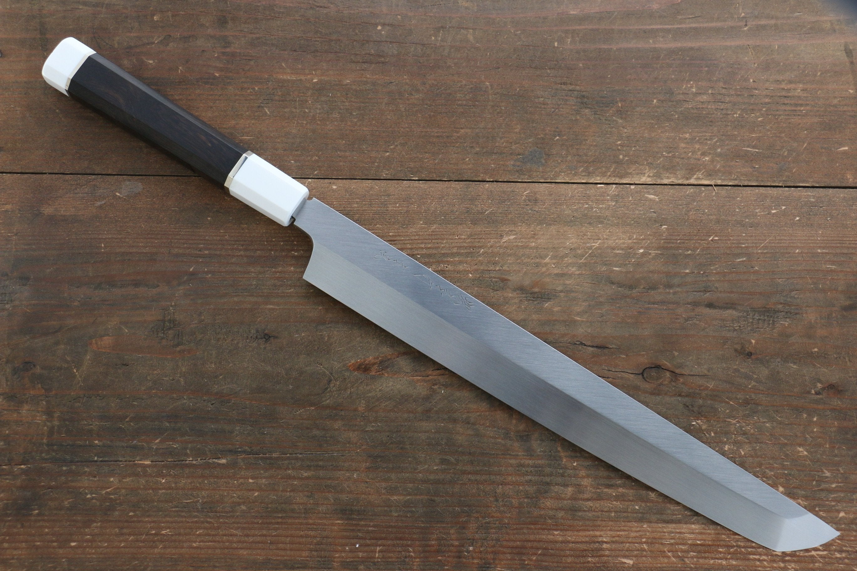 堺 孝行 玄武 本燒 白鋼二號 先丸柳刃 300mm 黑檀(兩側帶環型設計)握把 附刀鞘 - 清助刃物