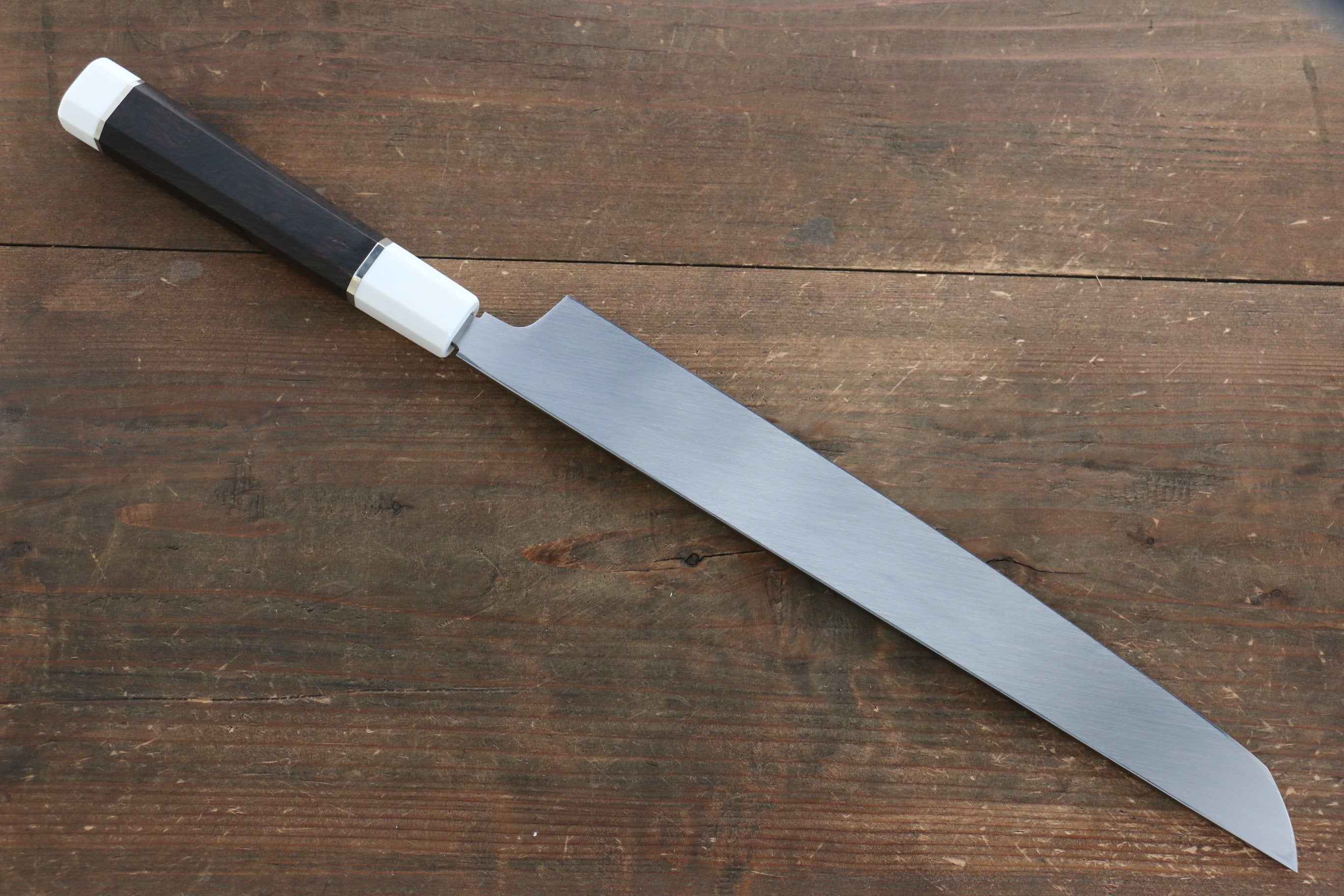 堺 孝行 玄武 本燒 白鋼二號 先丸柳刃 300mm 黑檀(兩側帶環型設計)握把 附刀鞘 - 清助刃物