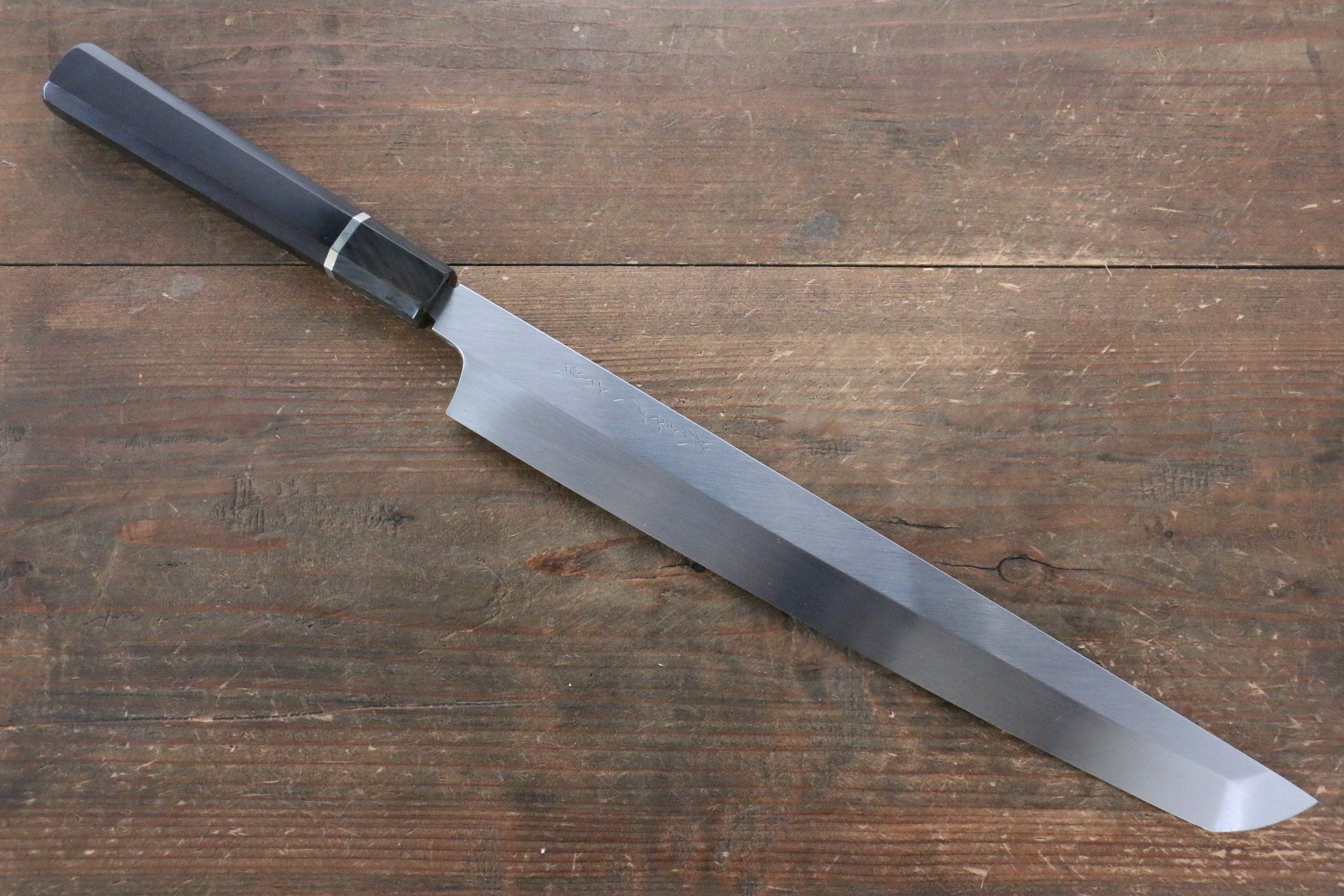 堺 孝行 玄武 本燒 白鋼二號 先丸柳刃 300mm 黑檀(帶環型設計)握把 附刀鞘 - 清助刃物