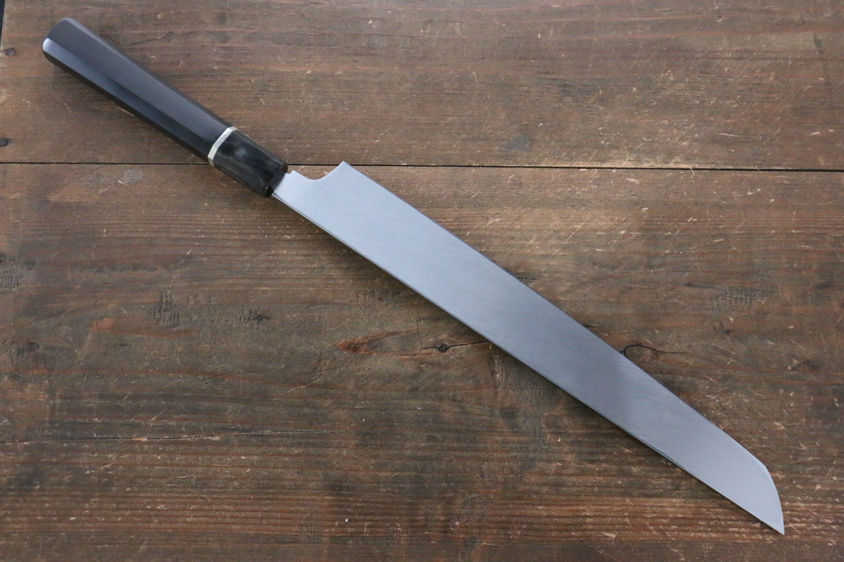 堺 孝行 玄武 本燒 白鋼二號 先丸柳刃 300mm 黑檀(帶環型設計)握把 附刀鞘 - 清助刃物