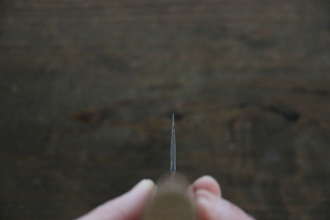 清助 青鋼二號 梨地 竹筴魚刀 105mm 栗木 握把 - 清助刃物