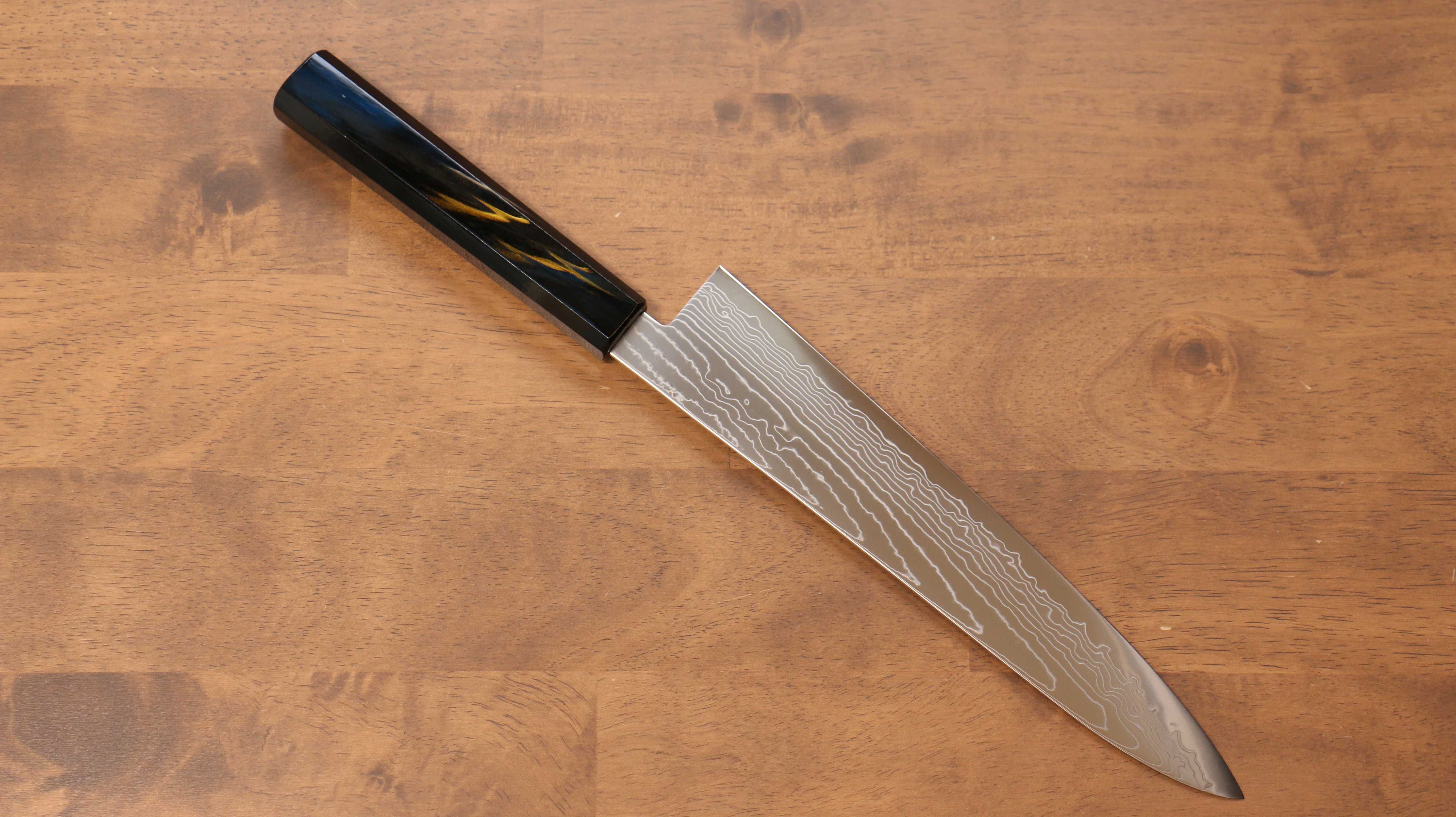 佳人 特殊鈷合金 大馬士革紋 牛刀 240mm 漆塗 握把 - 清助刃物