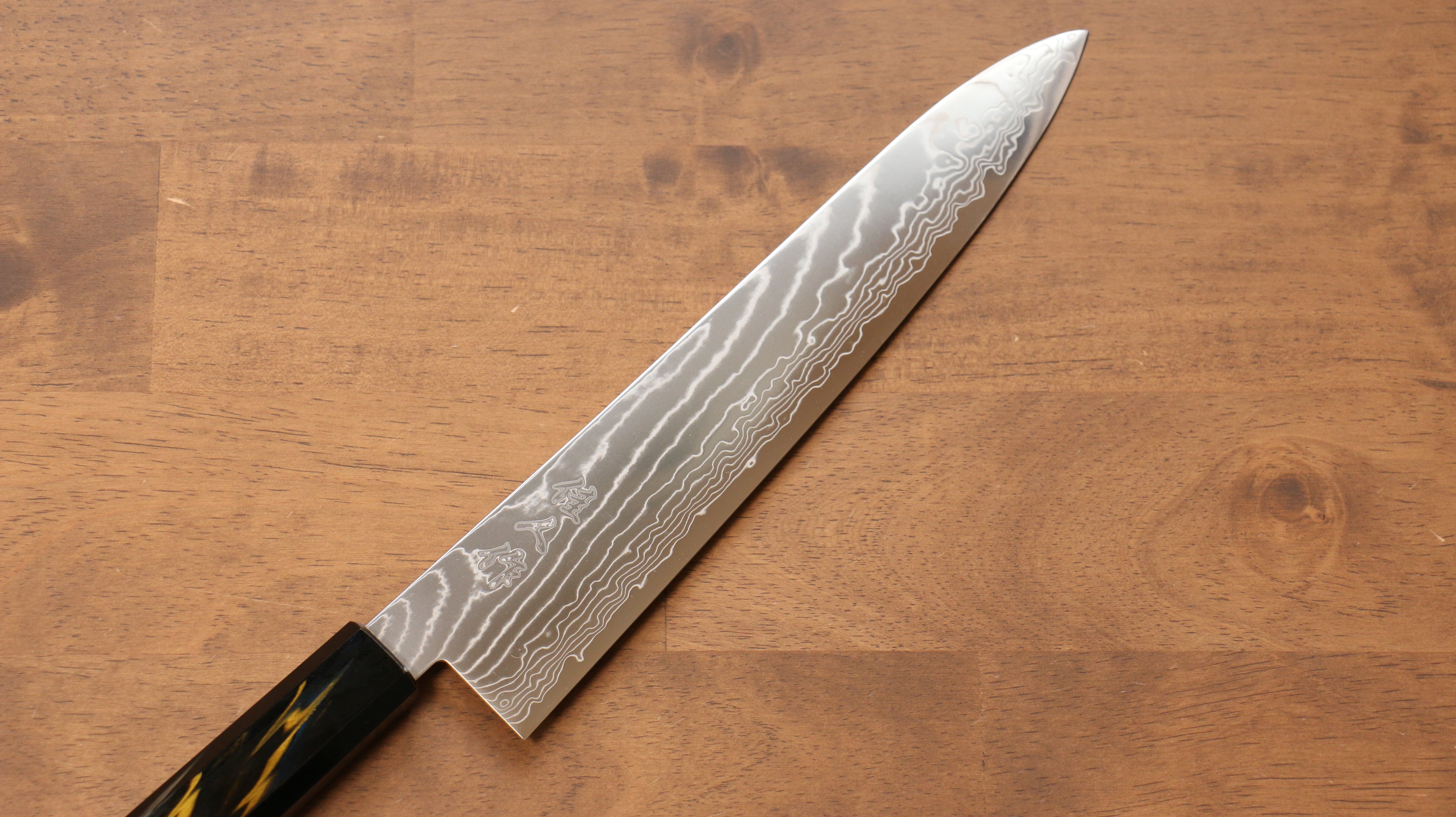 佳人 特殊鈷合金 大馬士革紋 牛刀 240mm 漆塗 握把 - 清助刃物