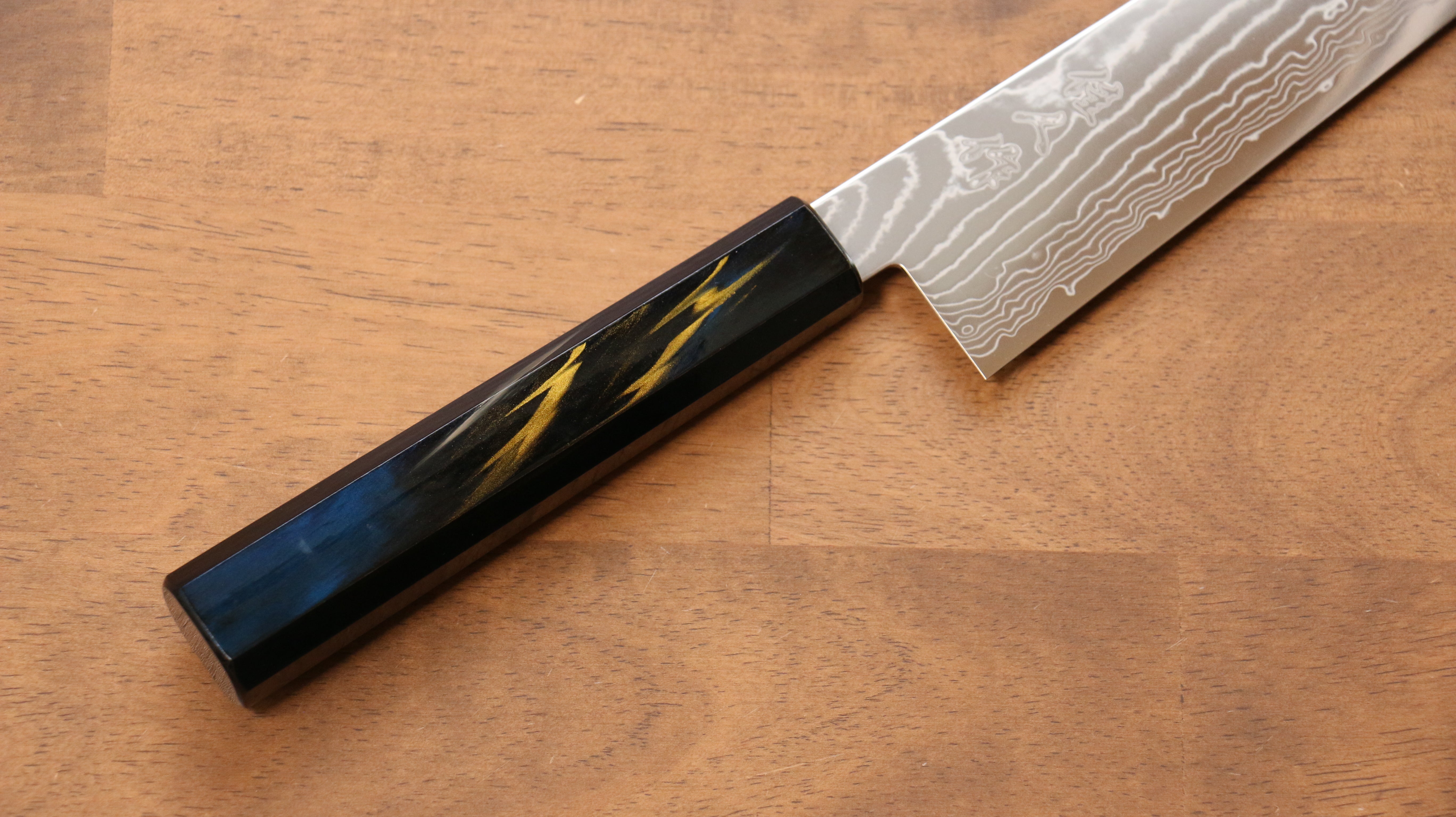 佳人 特殊鈷合金 大馬士革紋 牛刀 240mm 漆塗 握把 - 清助刃物