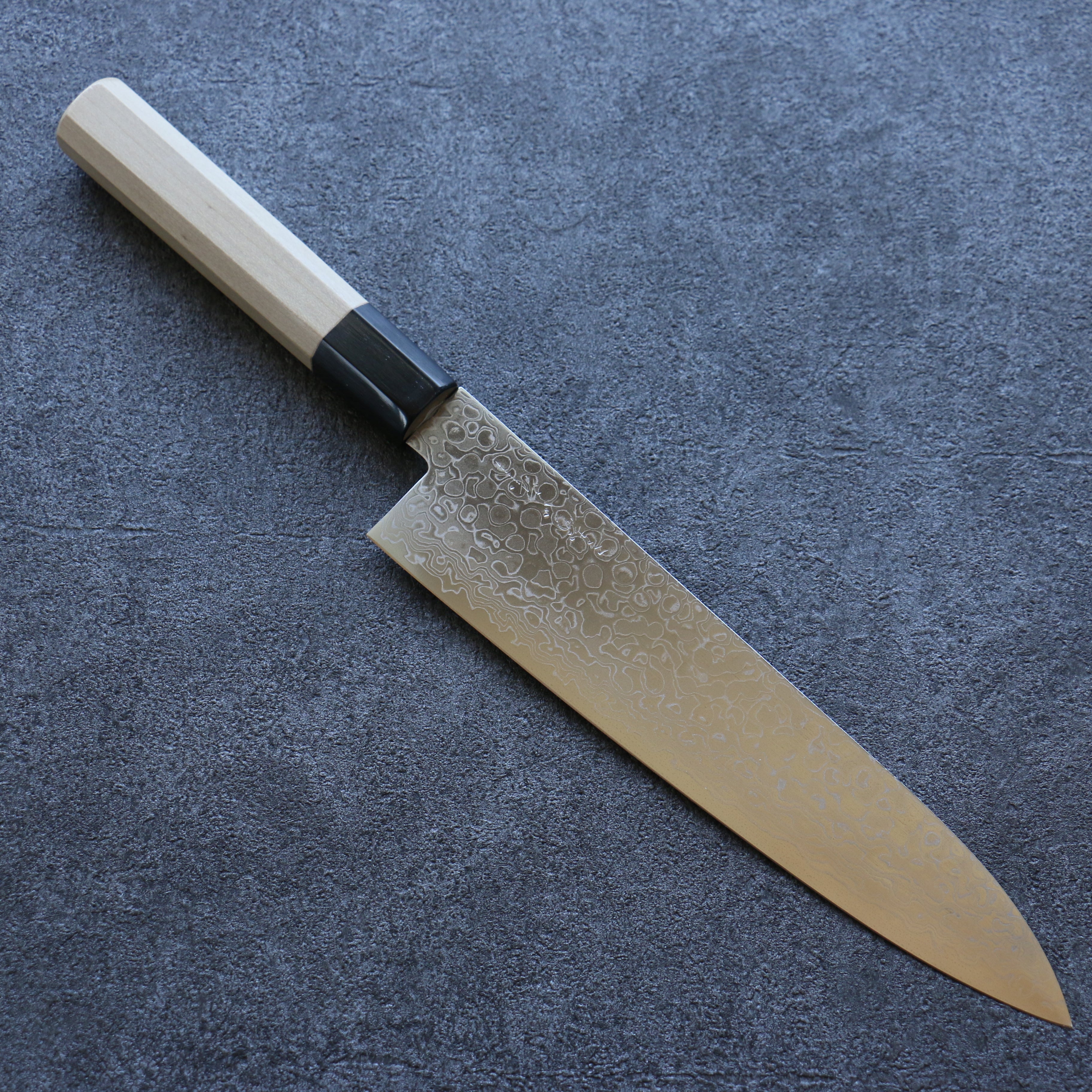 三寿ゞ (Misuzu) AUS10 大馬士革紋 打磨處理 牛刀 210mm 木蘭 握把 - 清助刃物