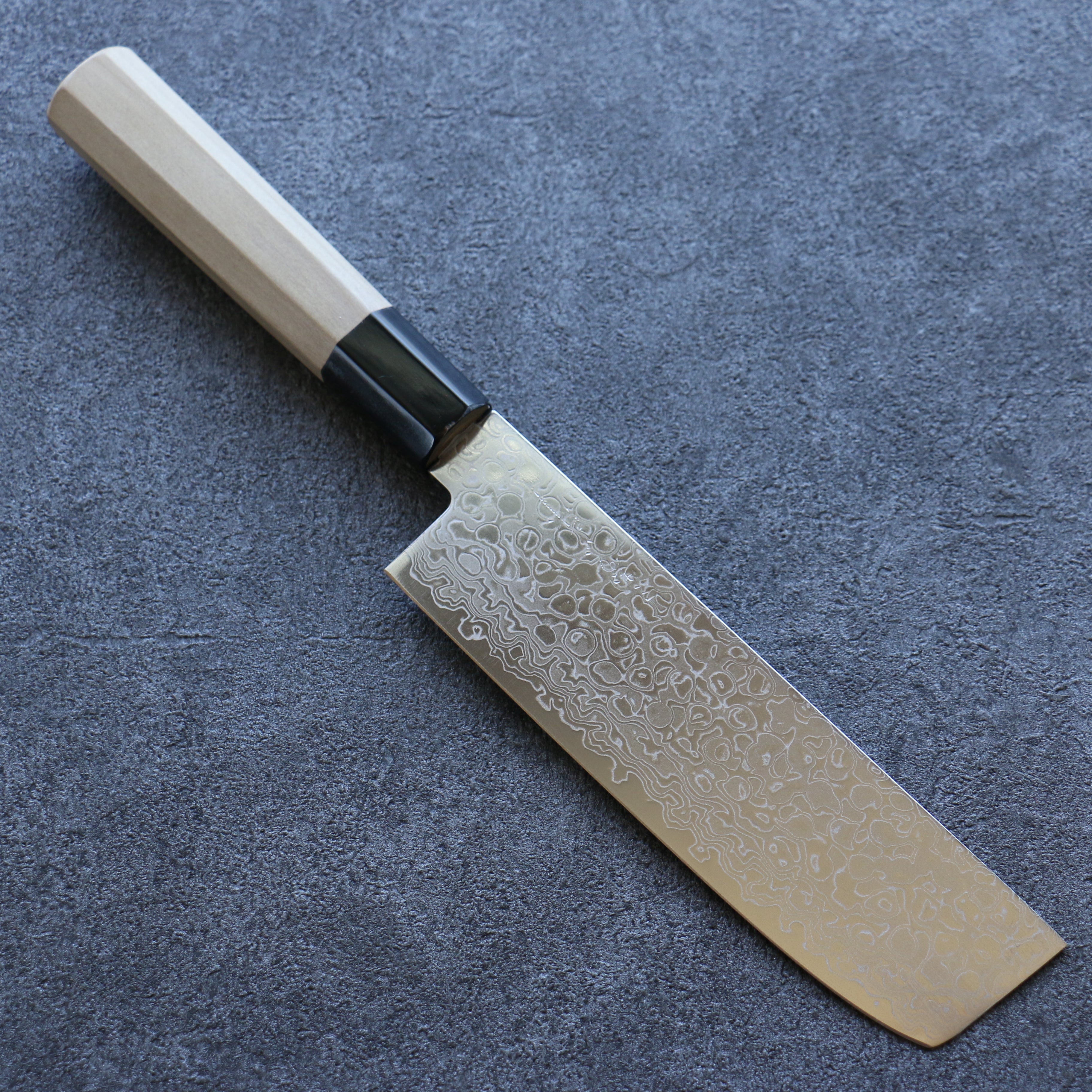 三寿ゞ (Misuzu) AUS10 大馬士革紋 打磨處理 菜切 165mm 木蘭 握把 - 清助刃物