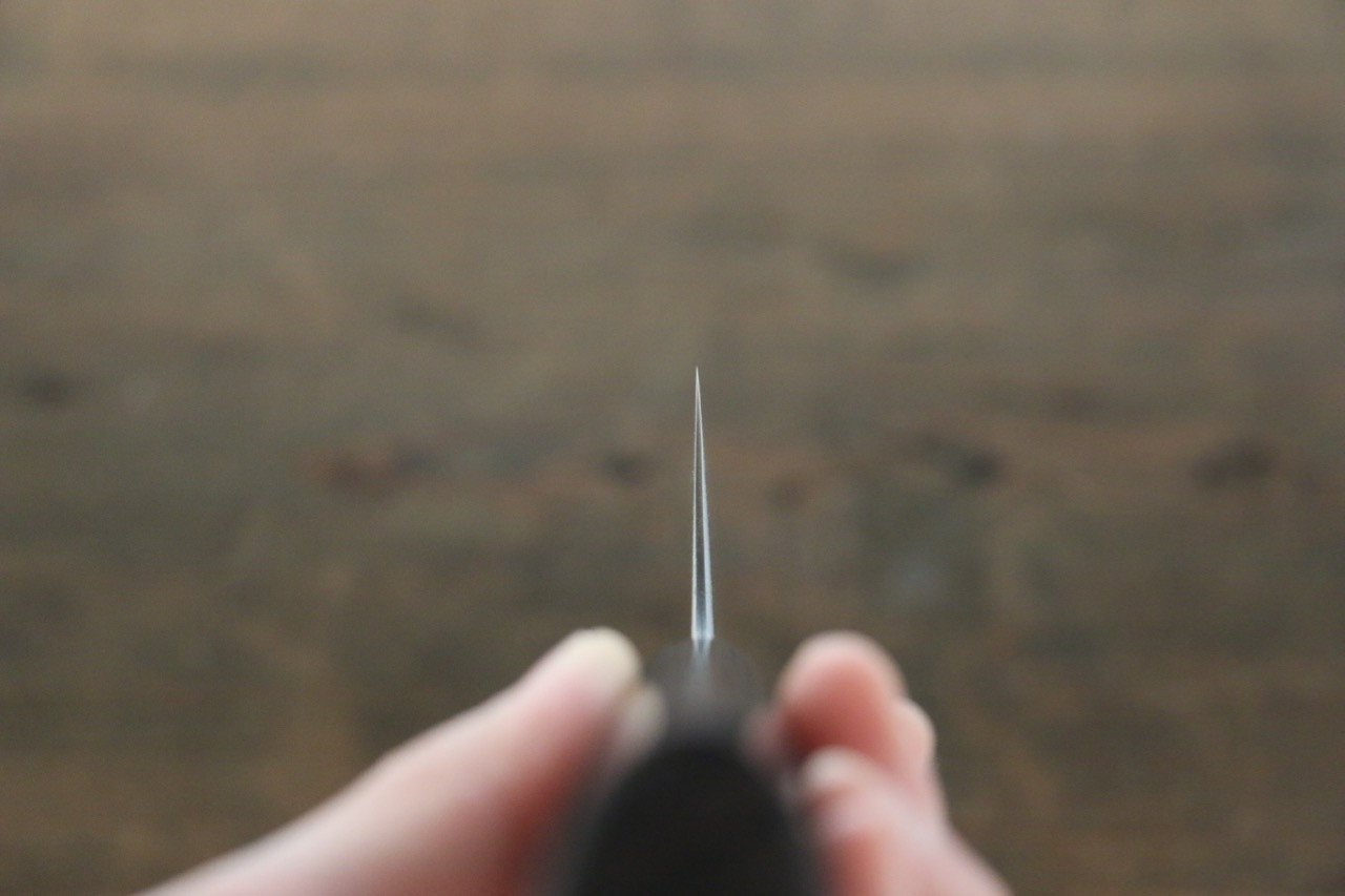 尾形 峻吾 白鋼二號 大馬士革紋 打磨處理 牛刀 210mm 紫檀木 握把 - 清助刃物