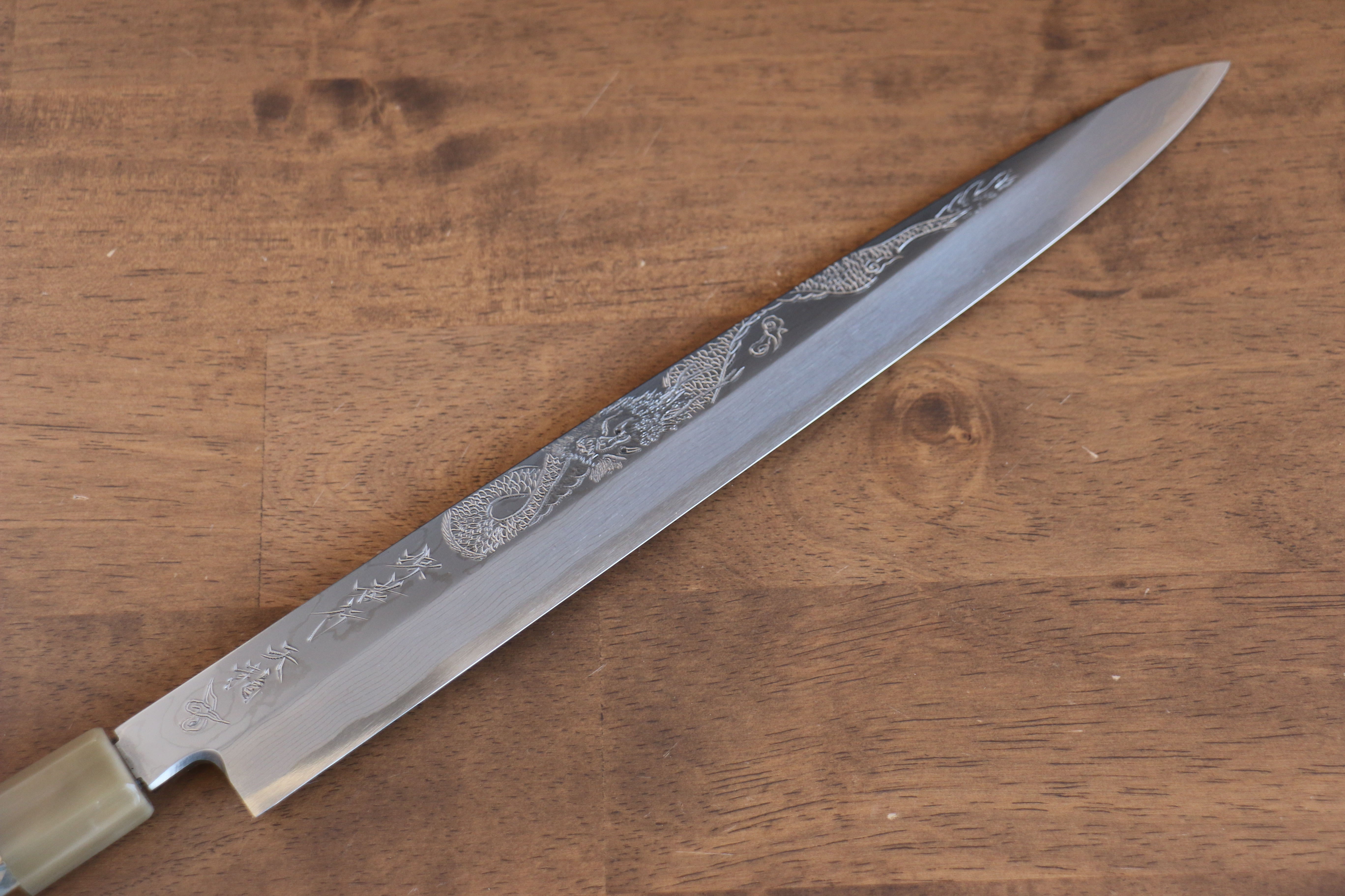 堺 孝行 天龍 Uzushio 渦潮 青鋼二號 刻有龍的圖樣 柳刃 300mm 紅黑檀 握把 附刀鞘 - 系列商品之1 - 清助刃物