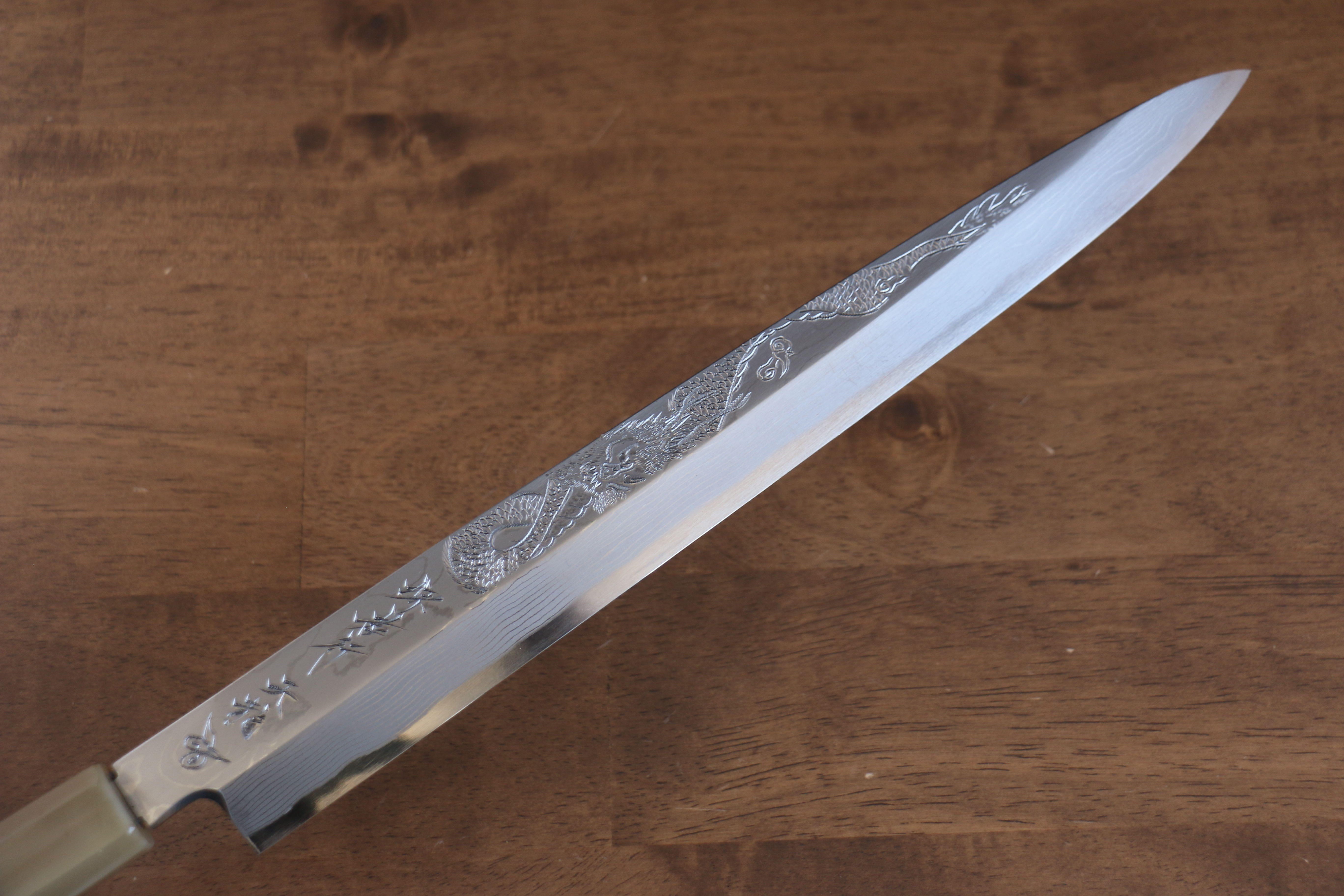 堺 孝行 天龍 Uzushio 渦潮 青鋼二號 刻有龍的圖樣 柳刃 300mm 紅黑檀 握把 附刀鞘 - 系列商品之1 - 清助刃物