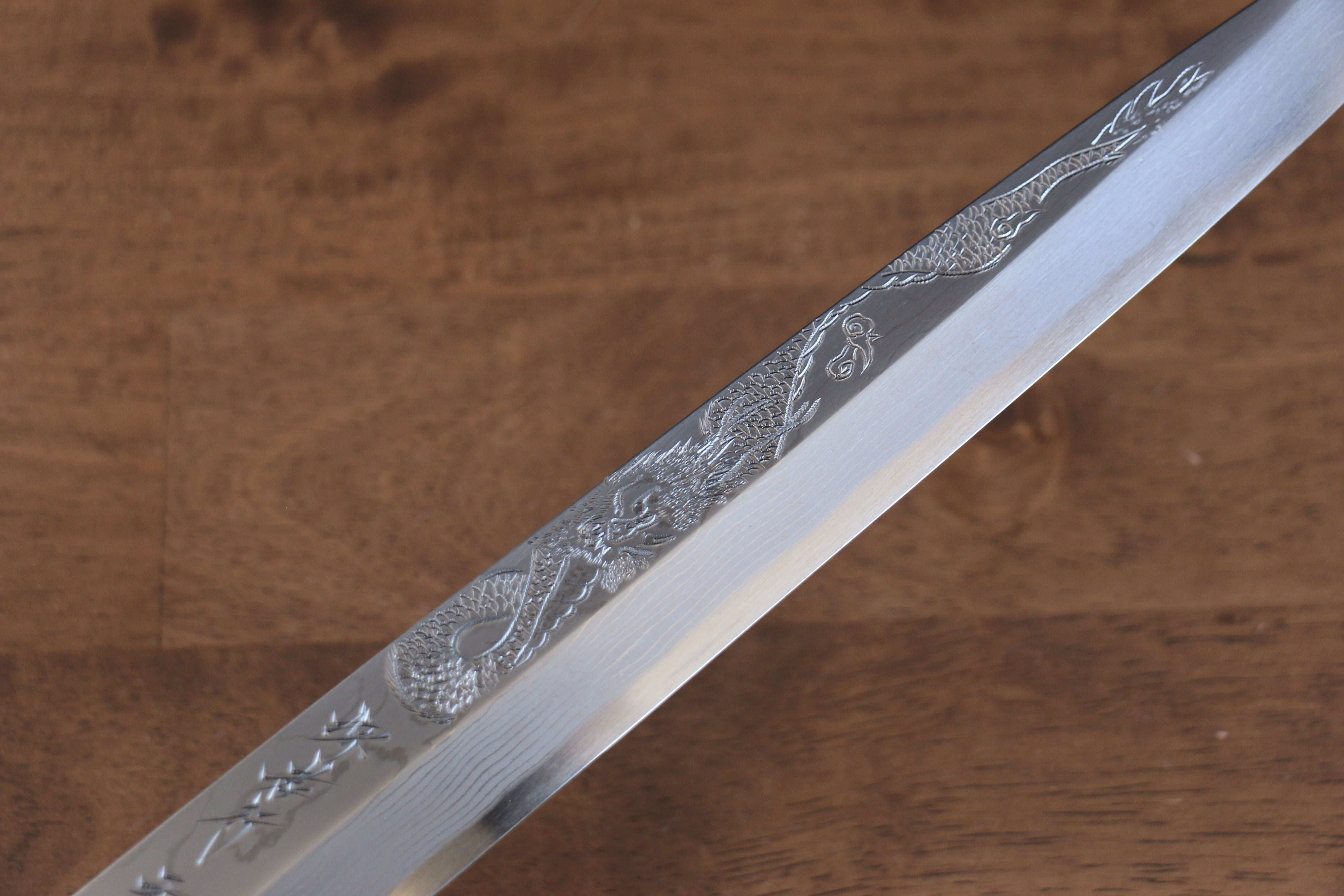 堺 孝行 天龍 Uzushio 渦潮 青鋼二號 刻有龍的圖樣 柳刃 300mm 紅黑檀 握把 附刀鞘 - 系列商品之1 - 清助刃物