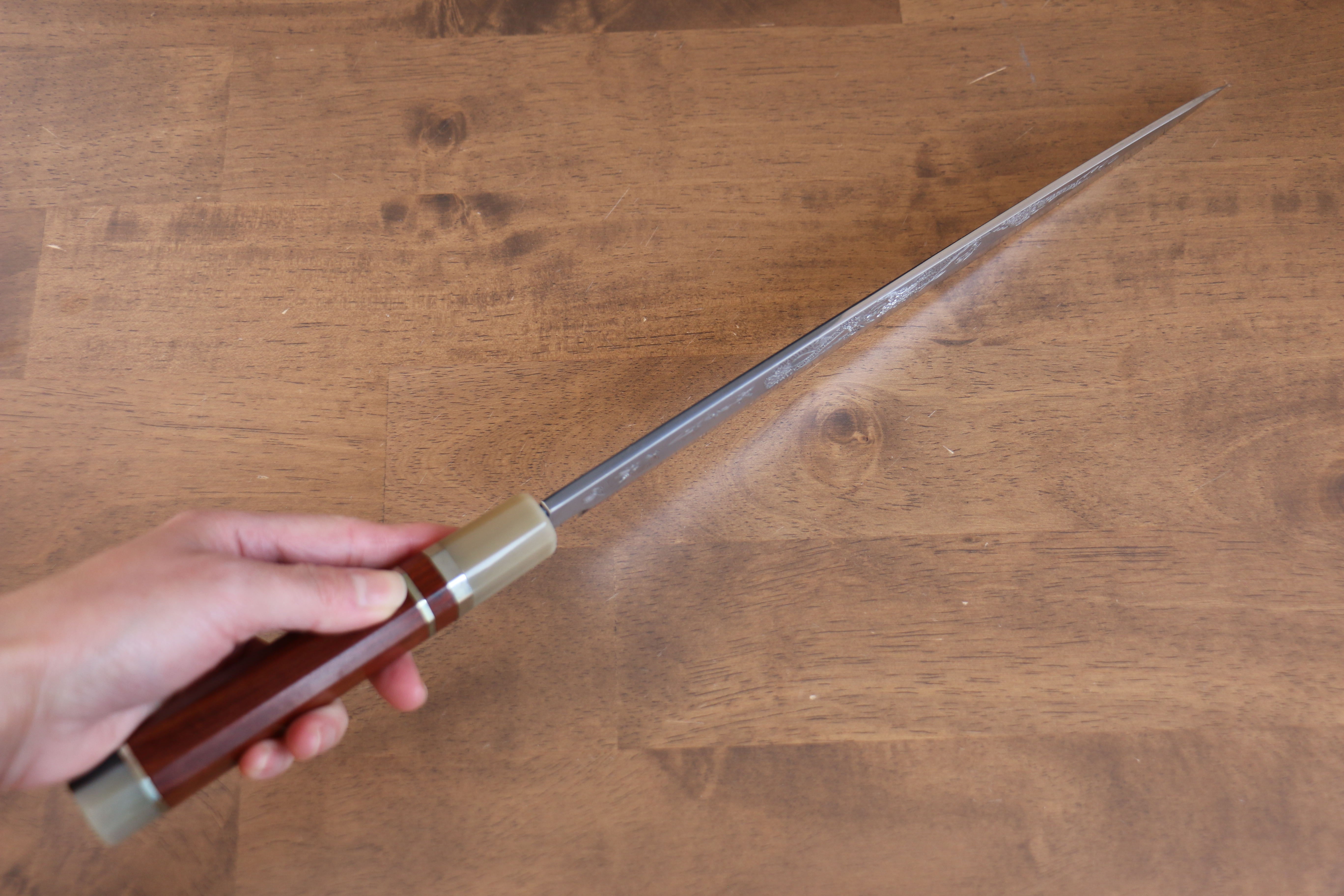 堺 孝行 天龍 Uzushio 渦潮 青鋼二號 刻有龍的圖樣 柳刃 300mm 紅黑檀 握把 附刀鞘 - 系列商品之1 - 清助刃物