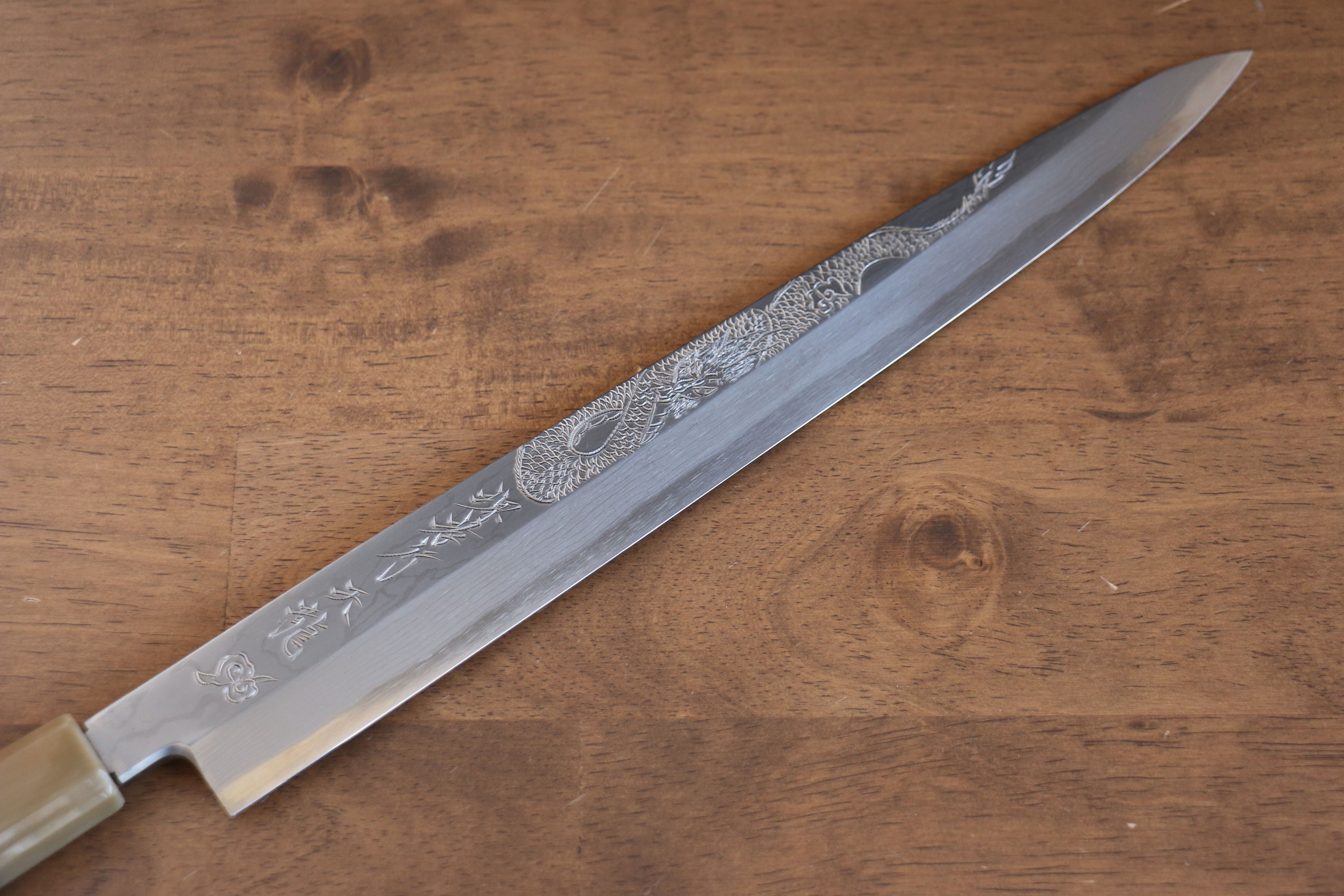 堺 孝行 天龍 Uzushio 渦潮 青鋼二號 刻有龍的圖樣 柳刃 300mm 紅黑檀 握把 附刀鞘 - 系列商品之2 - 清助刃物