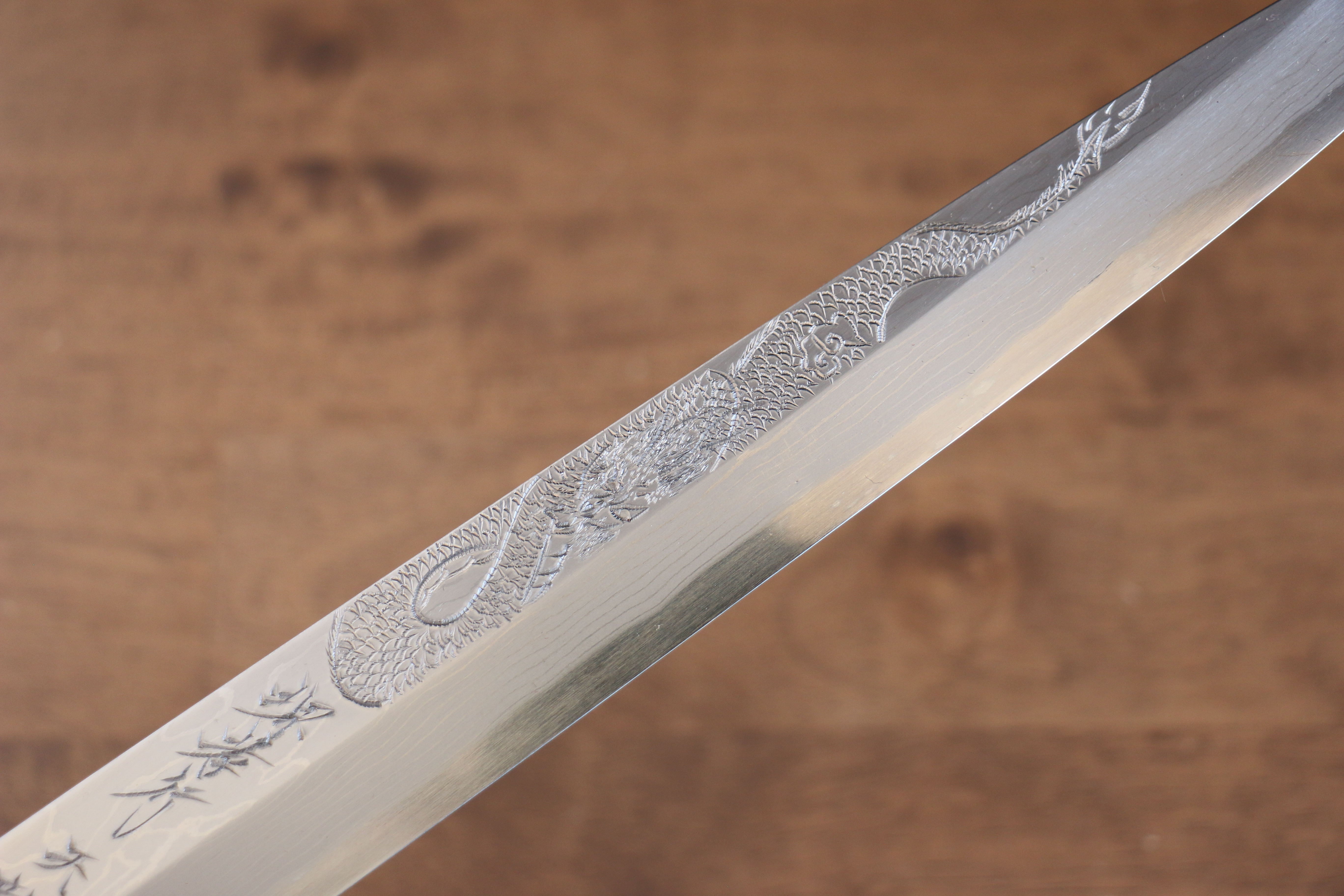 堺 孝行 天龍 Uzushio 渦潮 青鋼二號 刻有龍的圖樣 柳刃 300mm 紅黑檀 握把 附刀鞘 - 系列商品之2 - 清助刃物